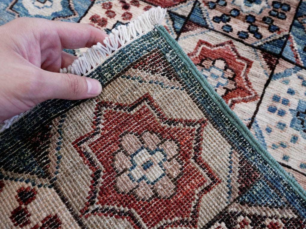 2x5 Ft Blue Afghan Oriental Rug - Hand Knotted Small Runner