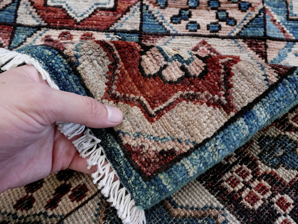 2x5 Ft Blue Afghan Oriental Rug - Hand Knotted Small Runner