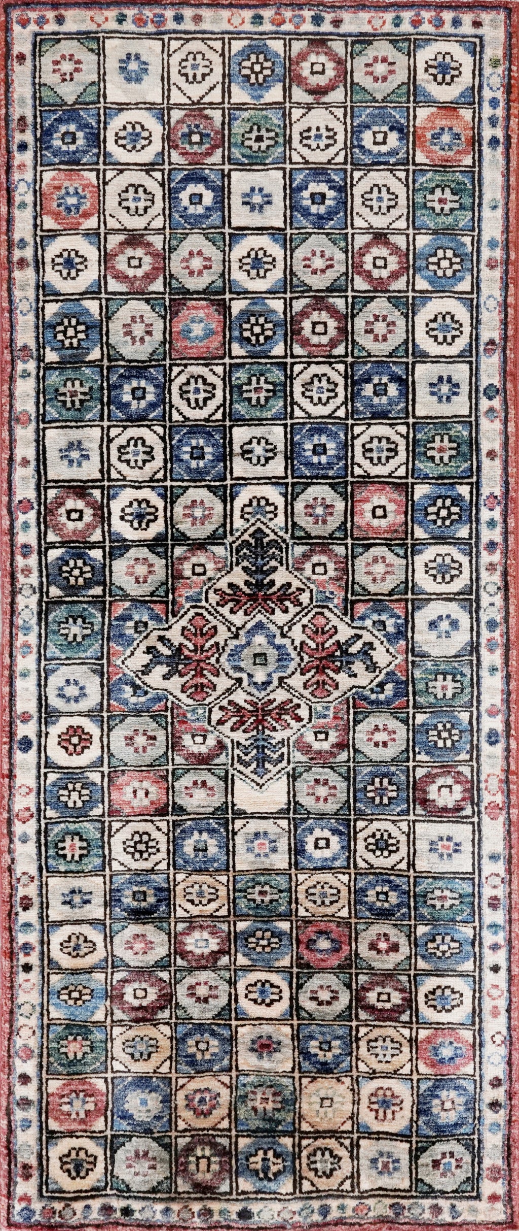 2x5 Ft Green Afghan Oriental Rug - Hand Knotted Small Runner