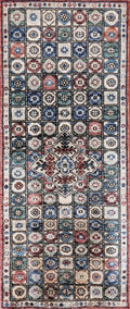 2x5 Ft Green Afghan Oriental Rug - Hand Knotted Small Runner