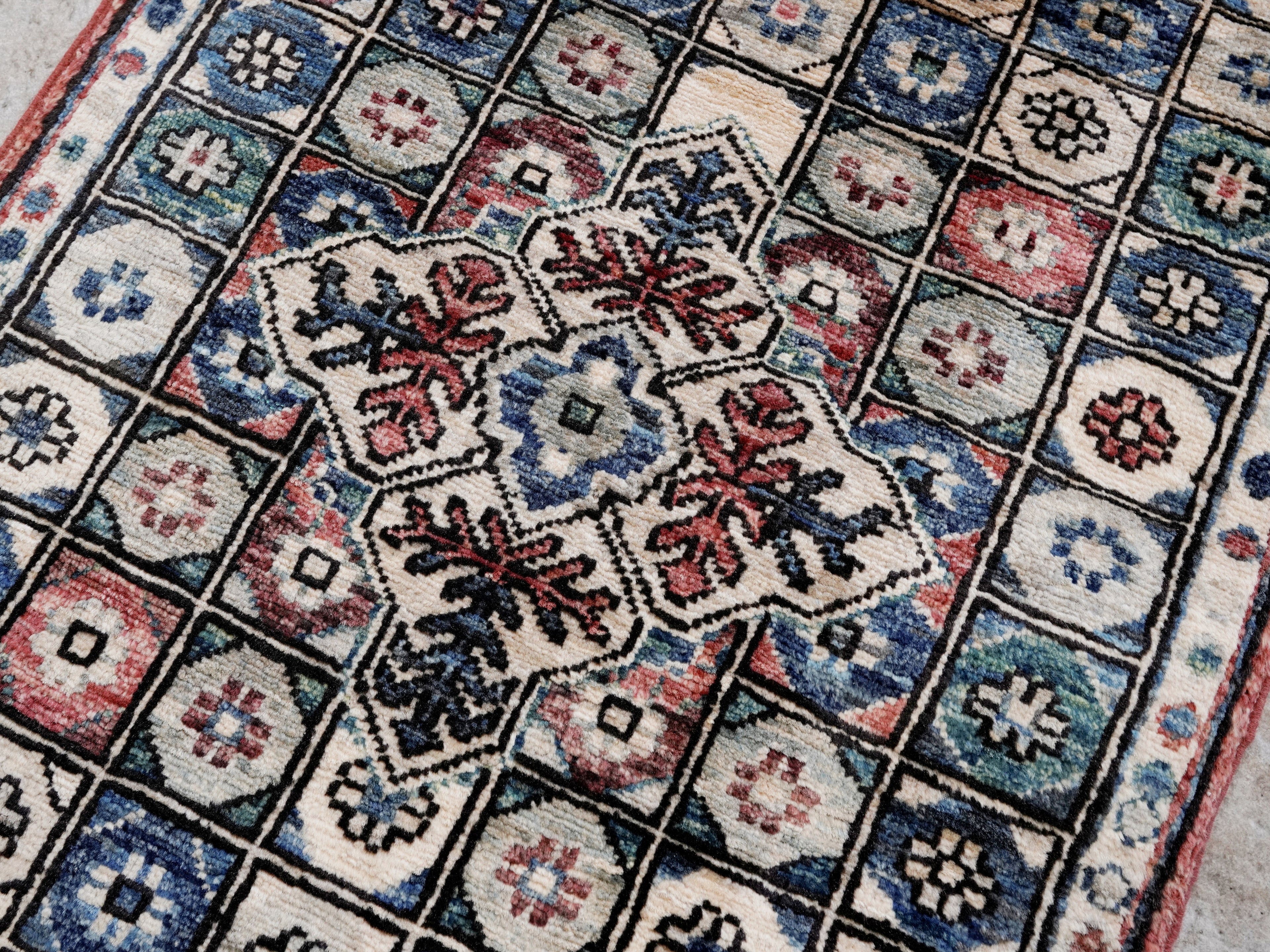 2x5 Ft Green Afghan Oriental Rug - Hand Knotted Small Runner