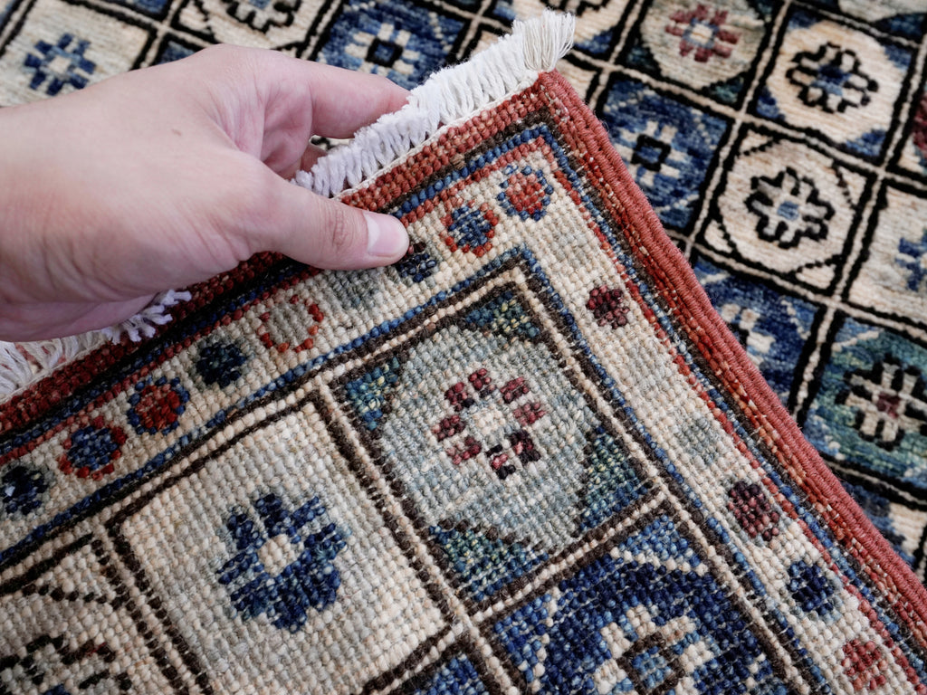 2x5 Ft Green Afghan Oriental Rug - Hand Knotted Small Runner