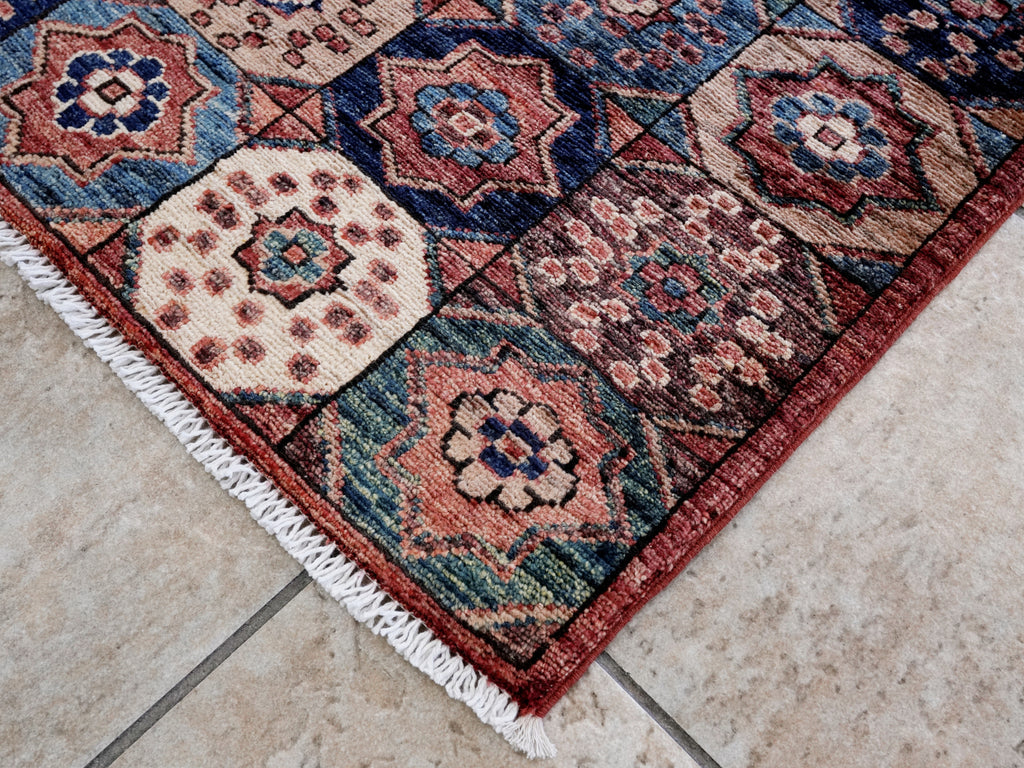 2x5 Ft Red Afghan Oriental Rug - Hand Knotted Small Runner