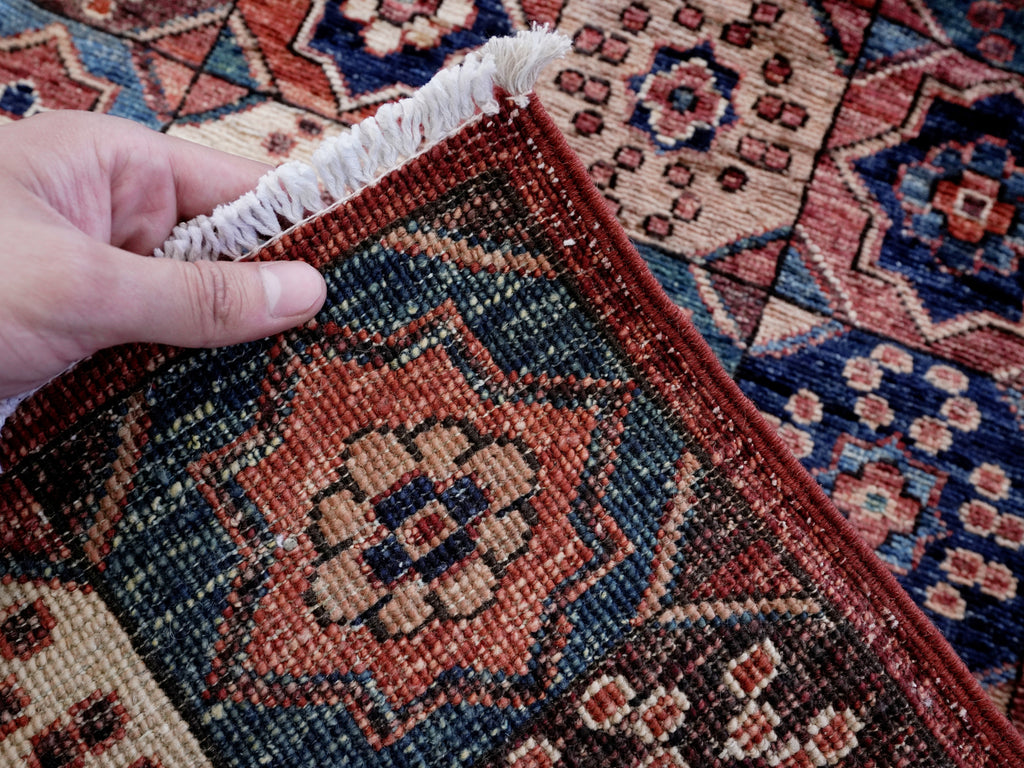 2x5 Ft Red Afghan Oriental Rug - Hand Knotted Small Runner