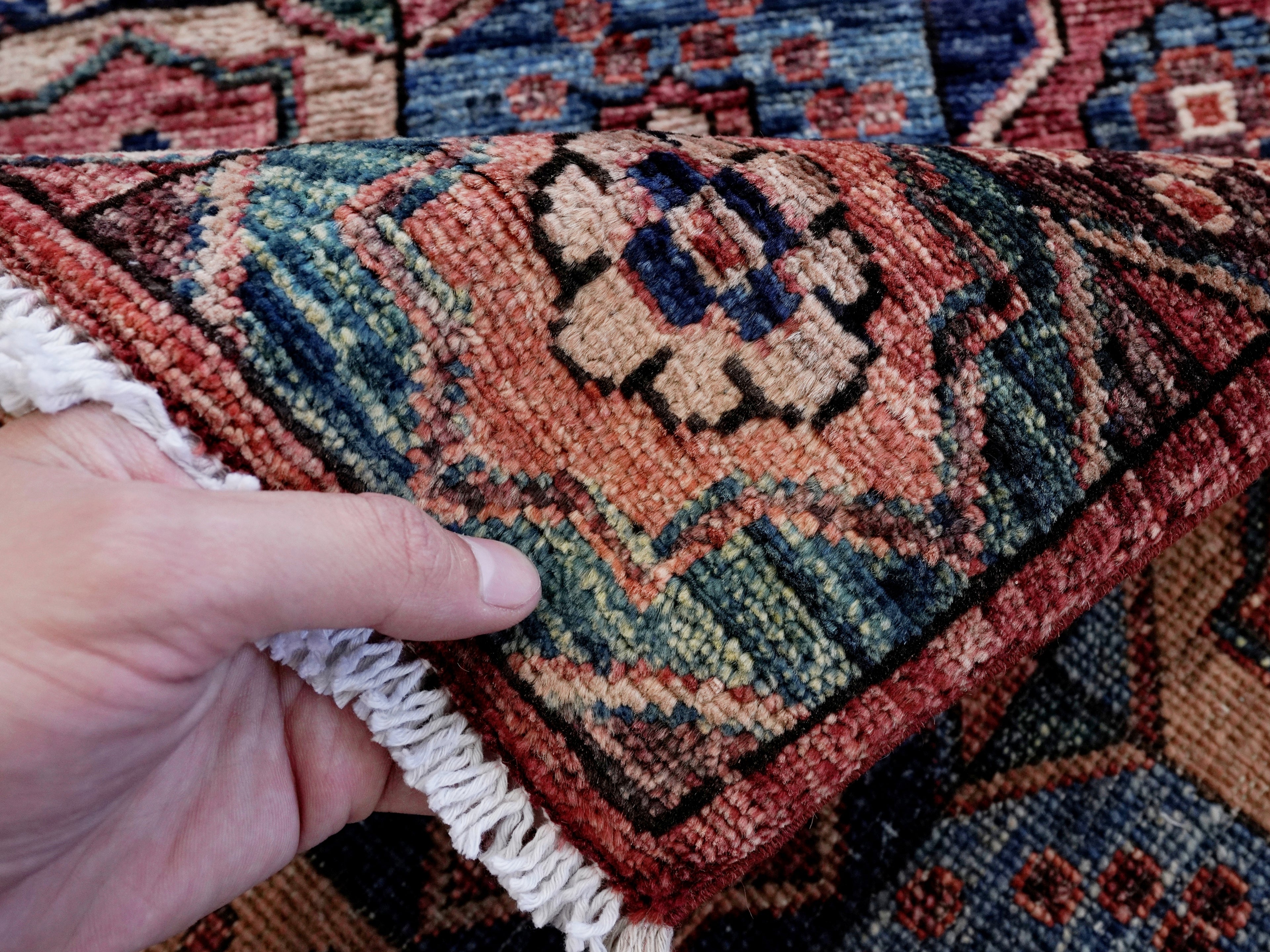 2x5 Ft Red Afghan Oriental Rug - Hand Knotted Small Runner