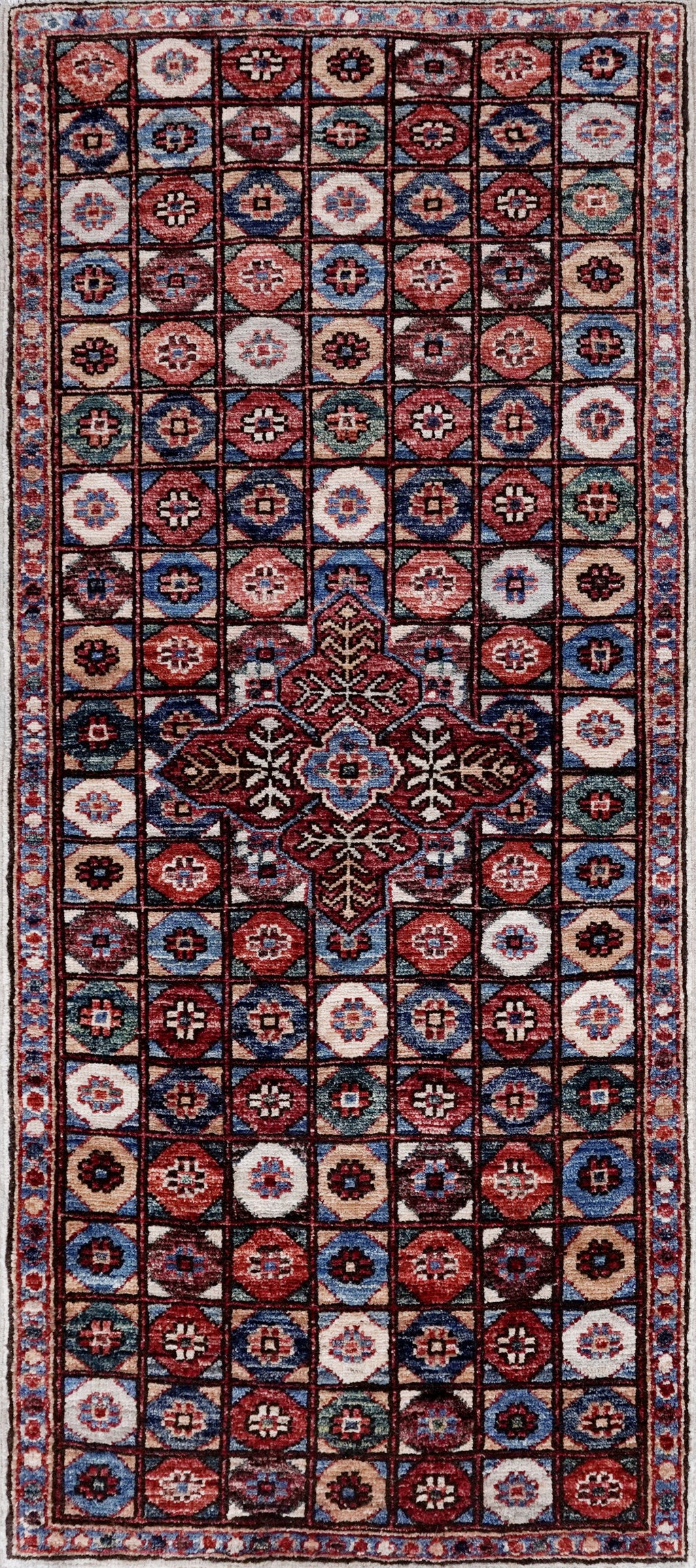 2x5 Ft Red Afghan Oriental Rug - Hand Knotted Small Runner