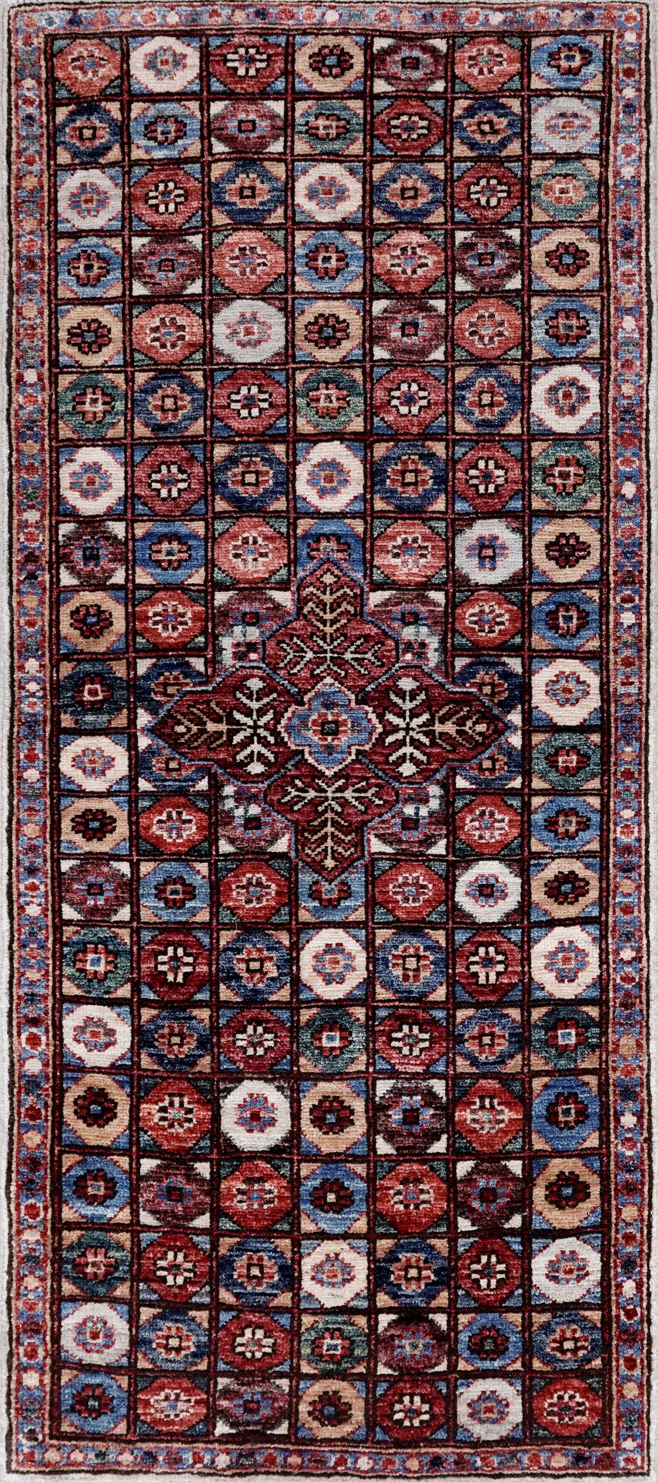 2x5 Ft Red Afghan Oriental Rug - Hand Knotted Small Runner