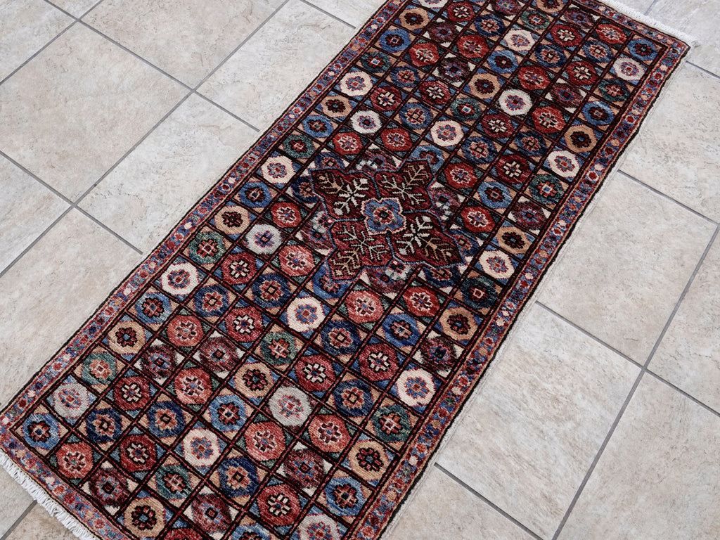 2x5 Ft Red Afghan Oriental Rug - Hand Knotted Small Runner