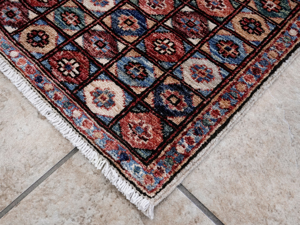 2x5 Ft Red Afghan Oriental Rug - Hand Knotted Small Runner