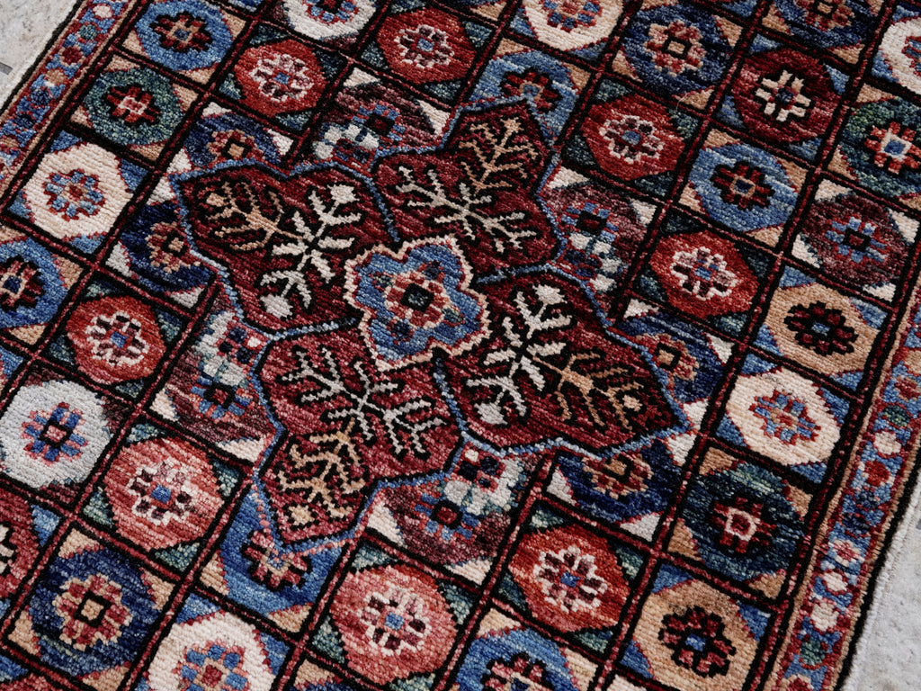 2x5 Ft Red Afghan Oriental Rug - Hand Knotted Small Runner