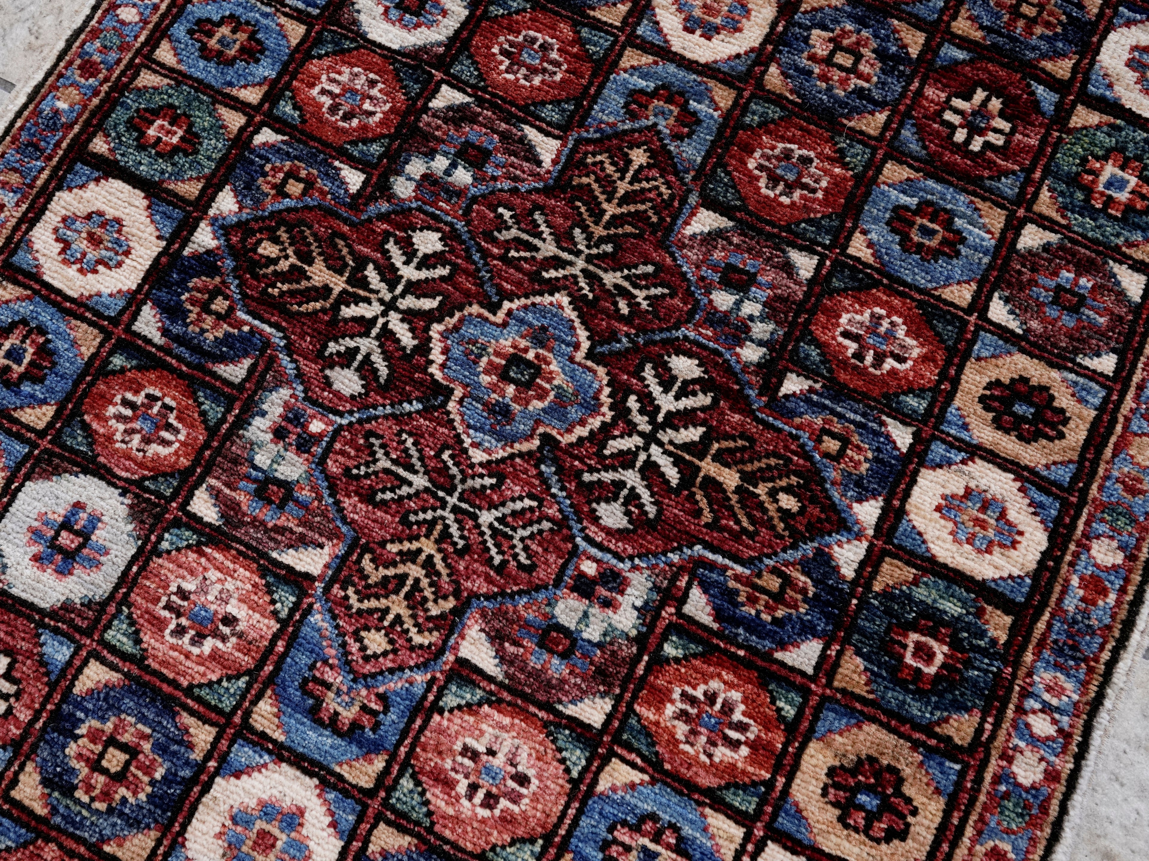 2x5 Ft Red Afghan Oriental Rug - Hand Knotted Small Runner
