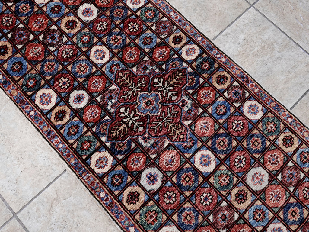 2x5 Ft Red Afghan Oriental Rug - Hand Knotted Small Runner