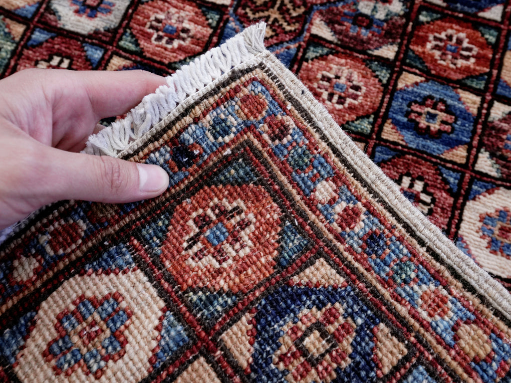 2x5 Ft Red Afghan Oriental Rug - Hand Knotted Small Runner