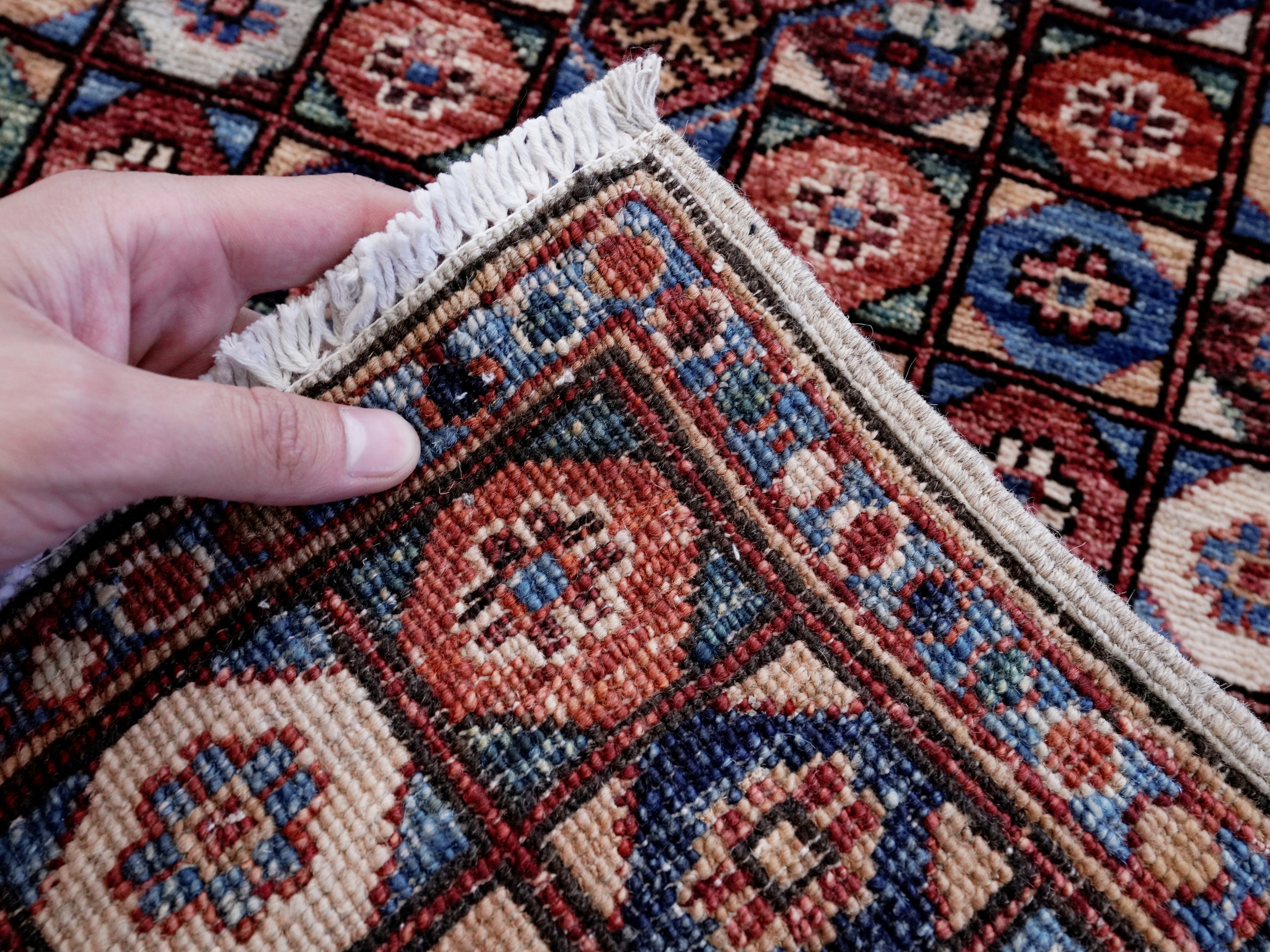 2x5 Ft Red Afghan Oriental Rug - Hand Knotted Small Runner