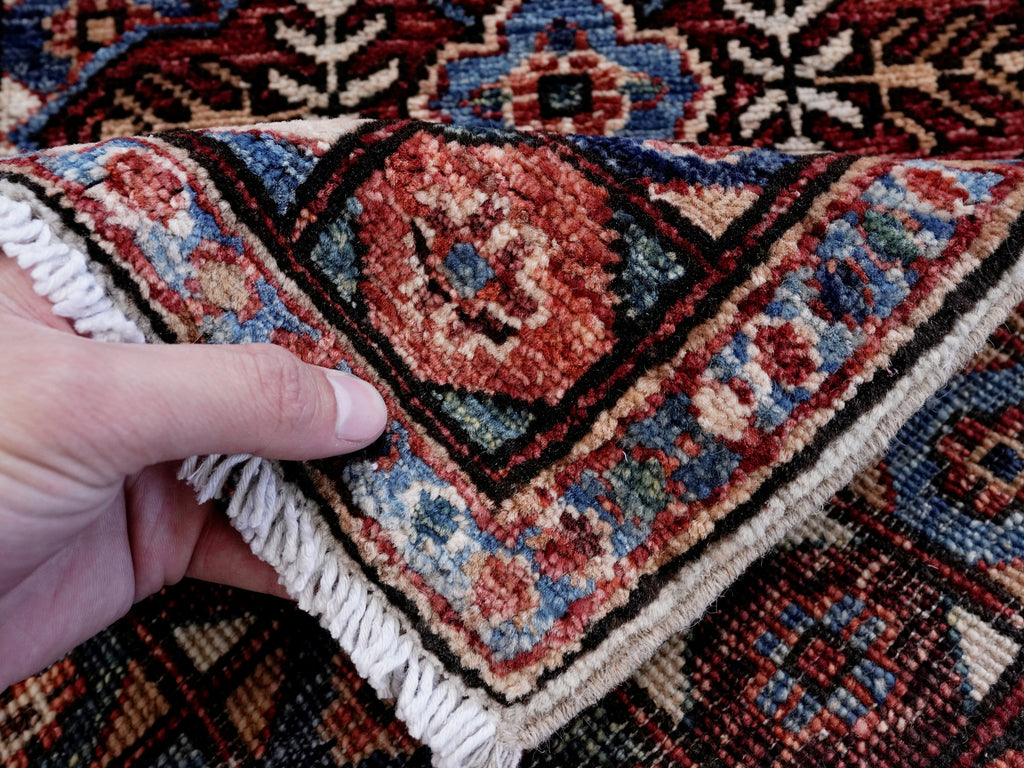 2x5 Ft Red Afghan Oriental Rug - Hand Knotted Small Runner