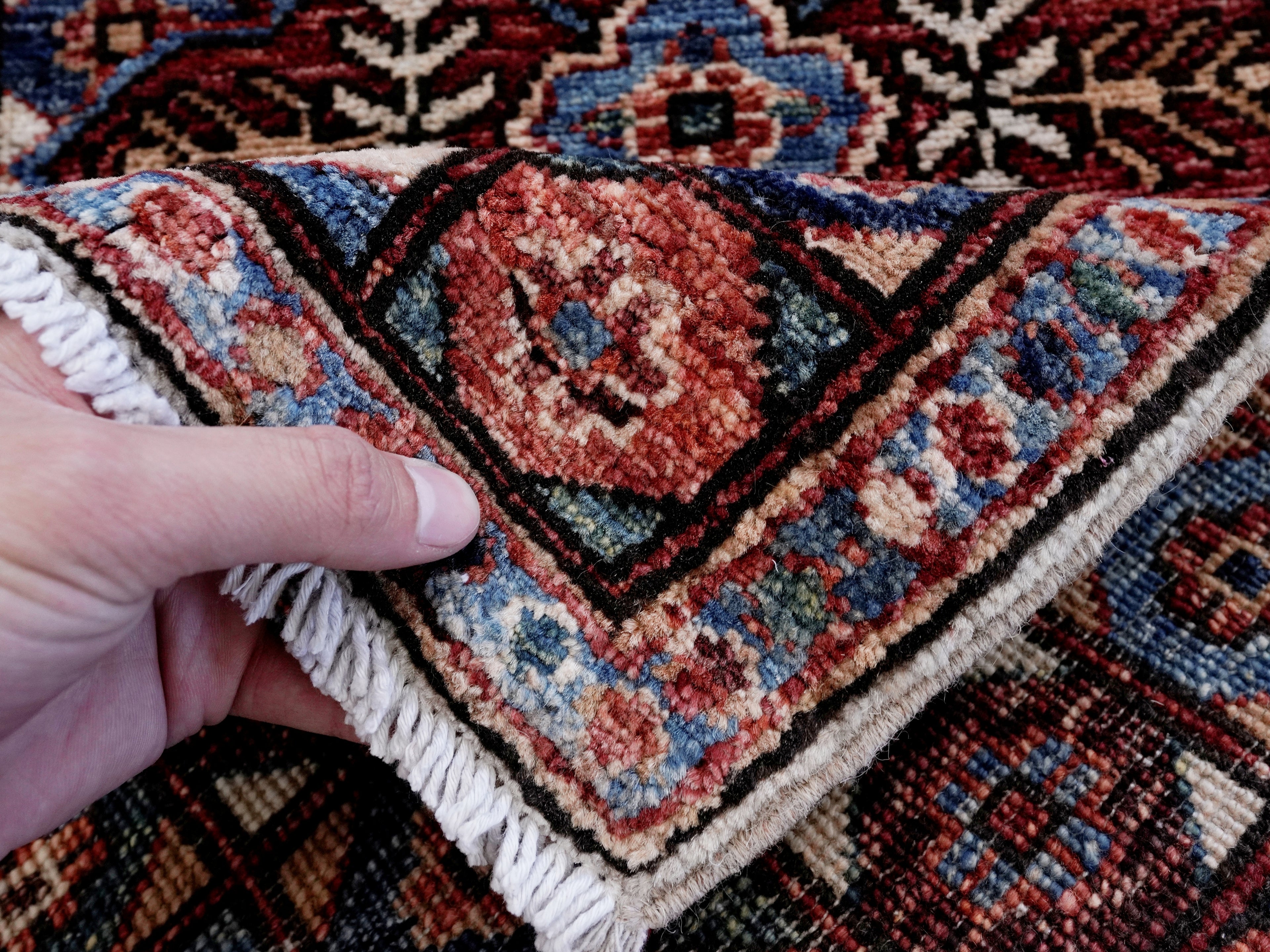 2x5 Ft Red Afghan Oriental Rug - Hand Knotted Small Runner