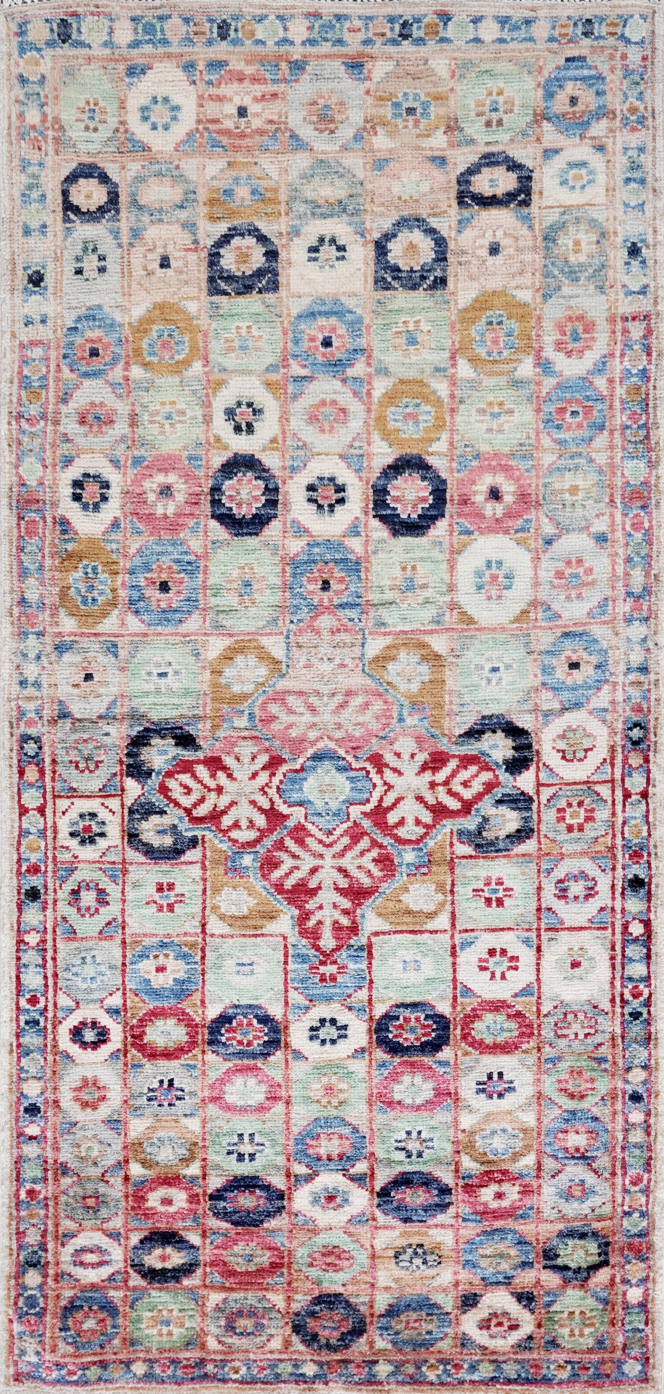 2x5 Ft Pastel Afghan Oriental Rug - Hand Knotted Small Runner