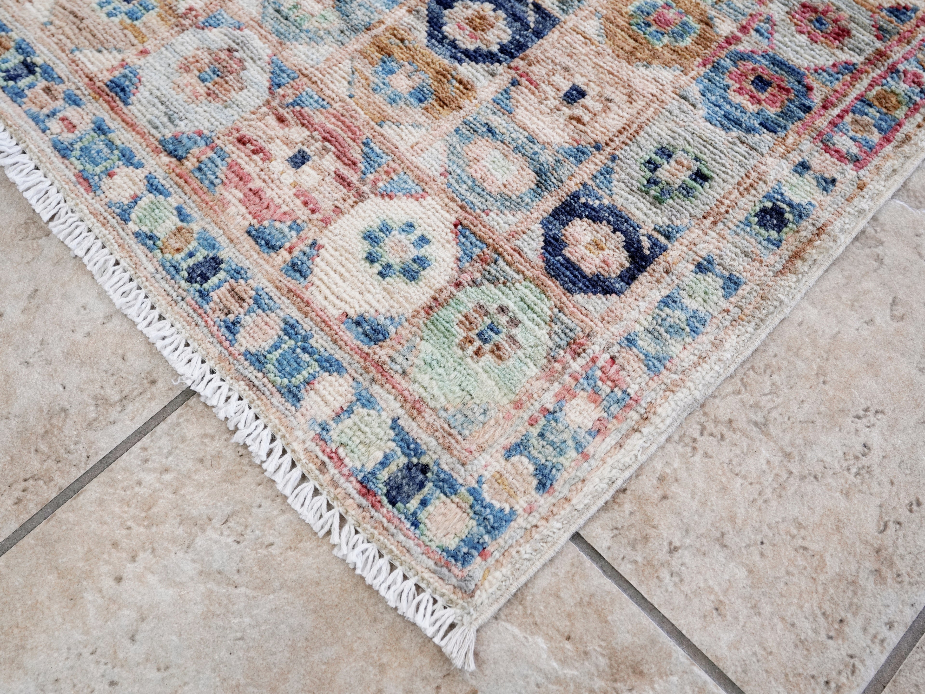 2x5 Ft Pastel Afghan Oriental Rug - Hand Knotted Small Runner