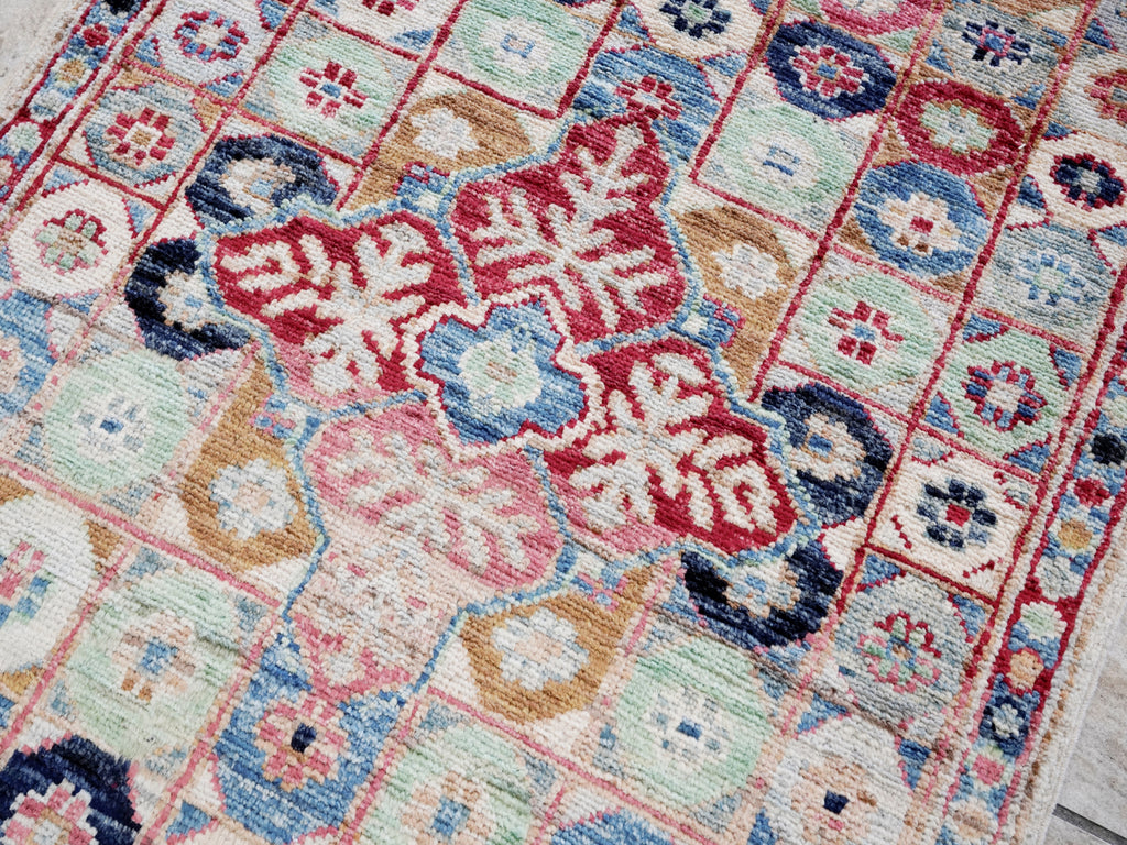 2x5 Ft Pastel Afghan Oriental Rug - Hand Knotted Small Runner