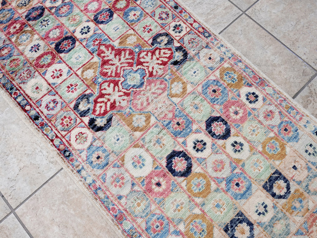 2x5 Ft Pastel Afghan Oriental Rug - Hand Knotted Small Runner