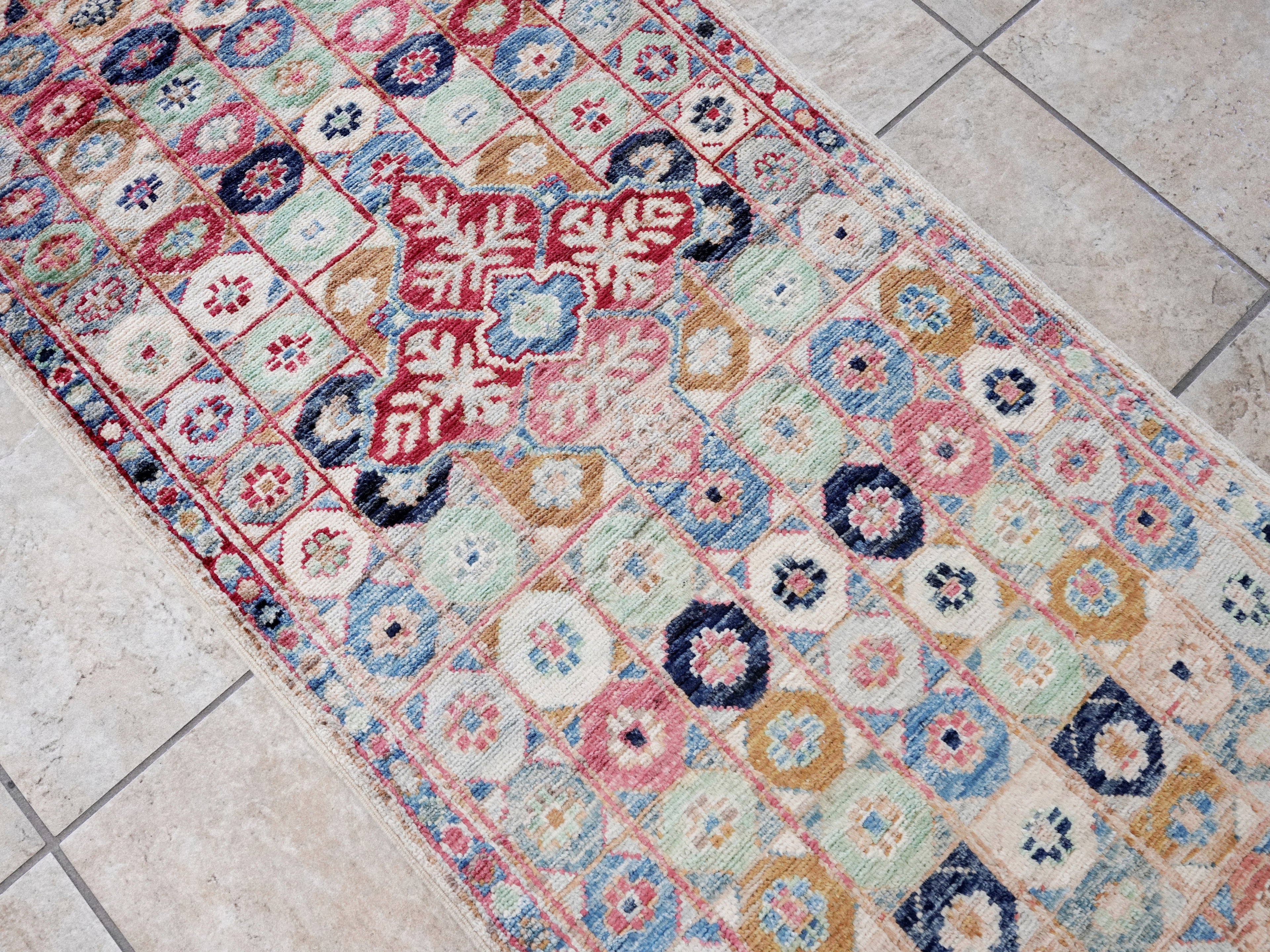 2x5 Ft Pastel Afghan Oriental Rug - Hand Knotted Small Runner