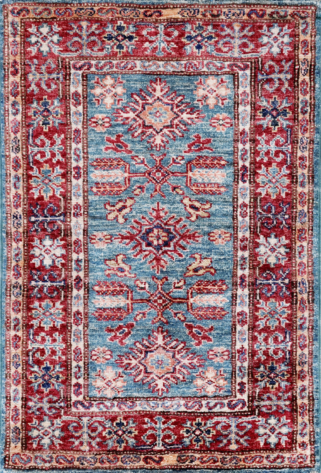 2x3 Ft Blue Kazak Rug - Afghan Wool Accent Rug
