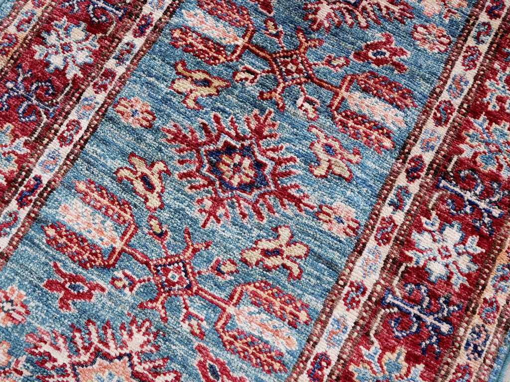 2x3 Ft Blue Kazak Rug - Afghan Wool Accent Rug