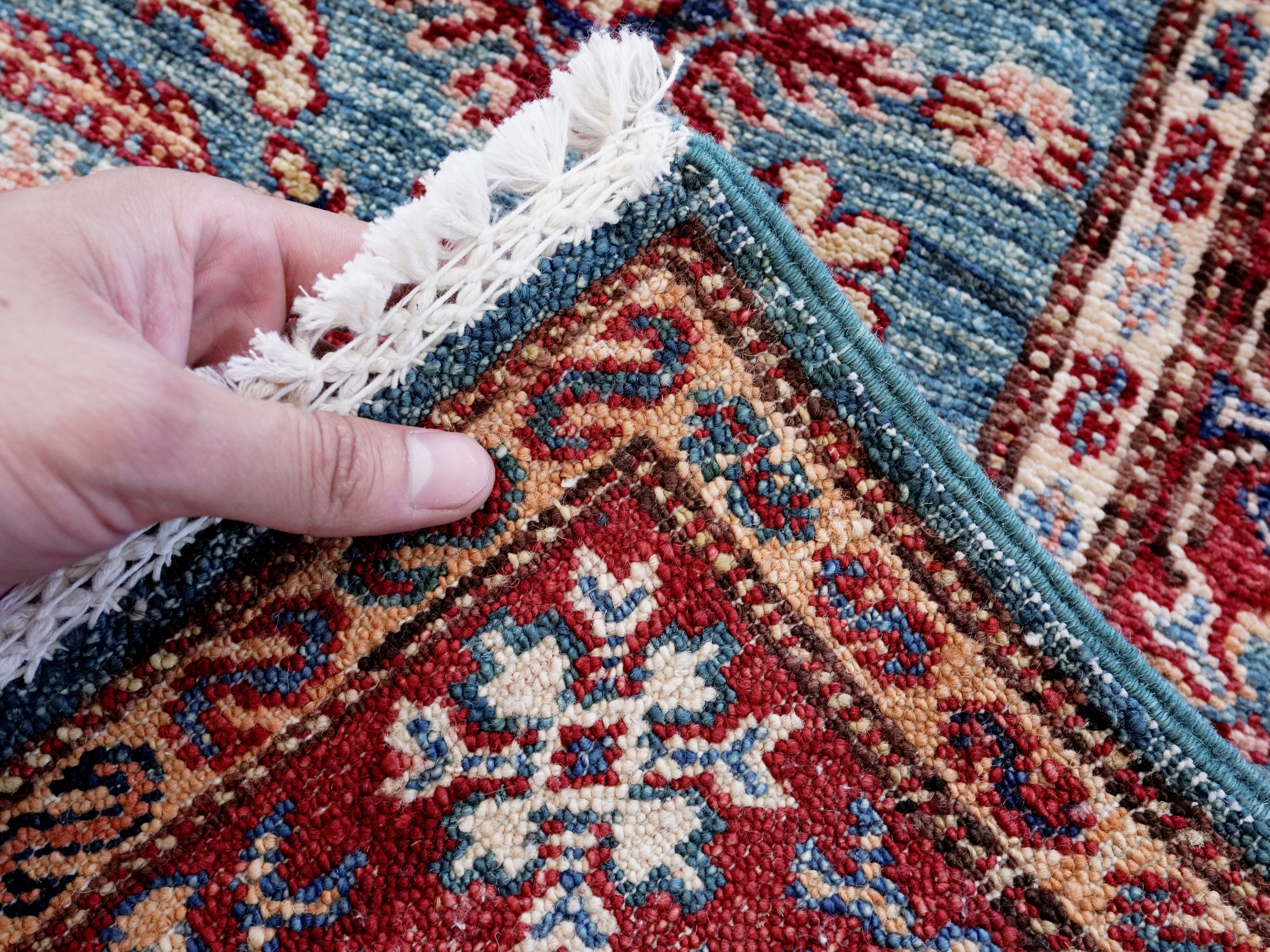 2x3 Ft Blue Kazak Rug - Afghan Wool Accent Rug