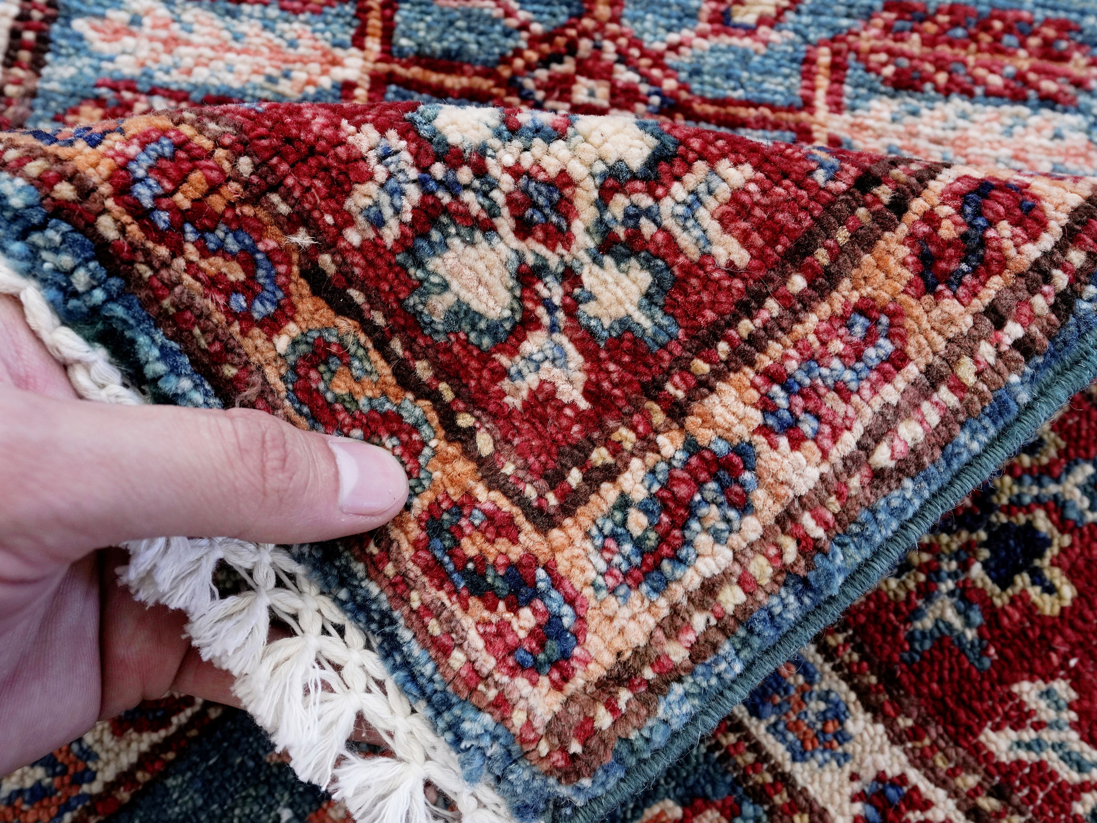 2x3 Ft Blue Kazak Rug - Afghan Wool Accent Rug