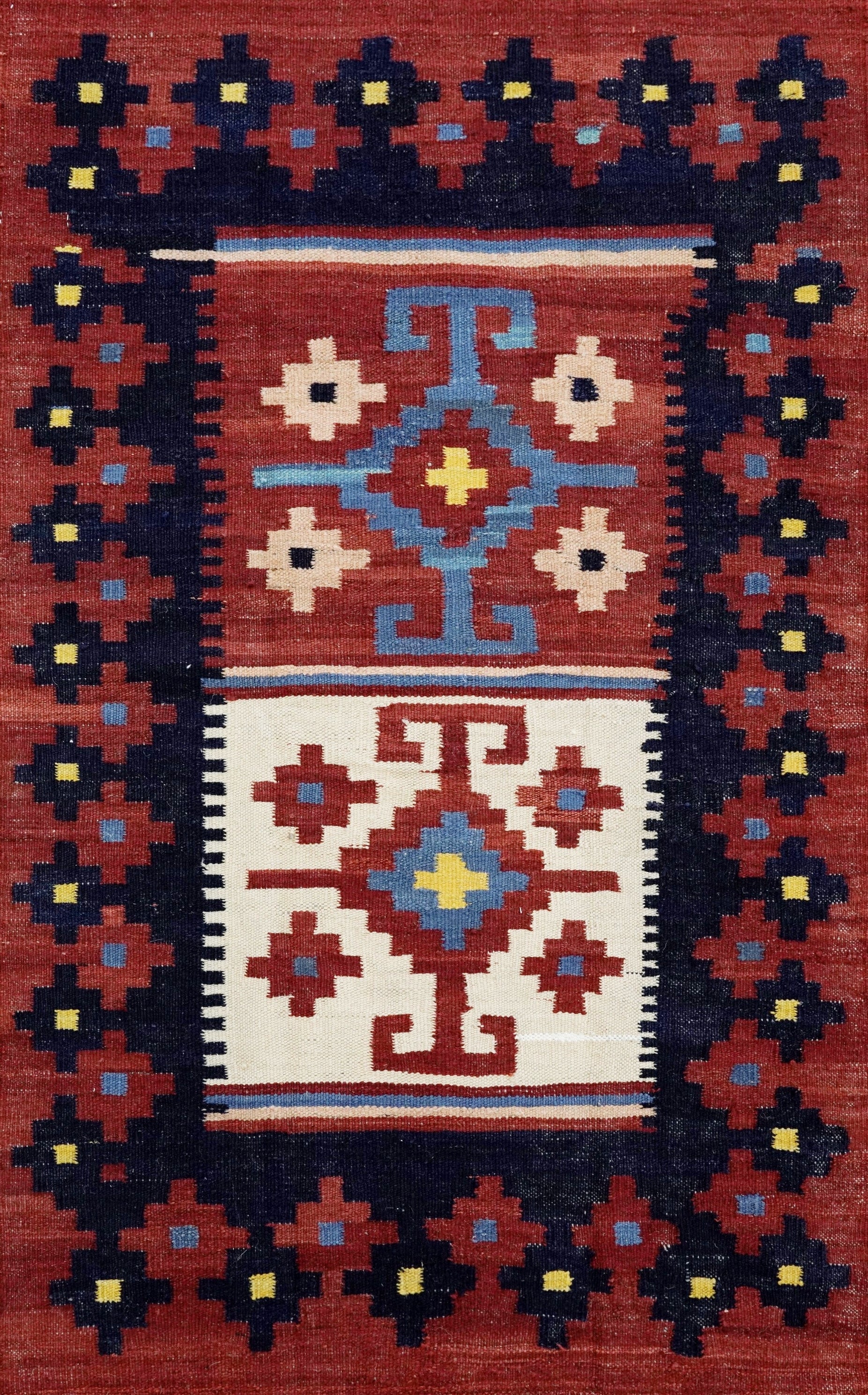 3x5 Ft Red Killim Rug - Hand Knotted Afghan Flatweave Rug
