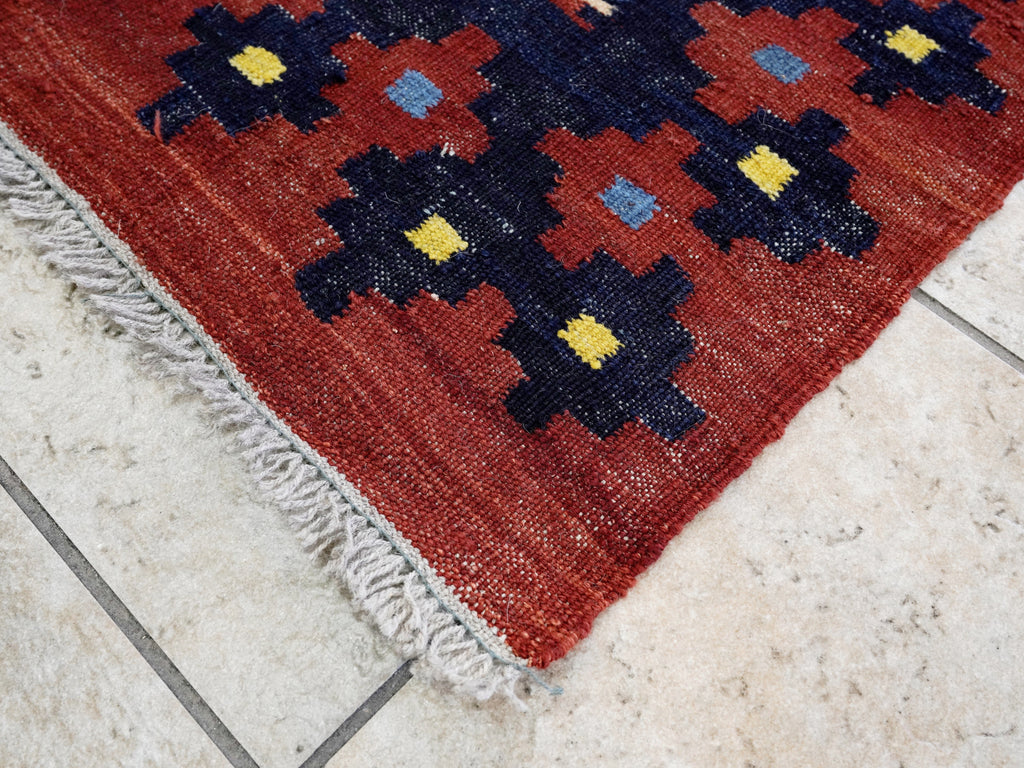 3x5 Ft Red Killim Rug - Hand Knotted Afghan Flatweave Rug