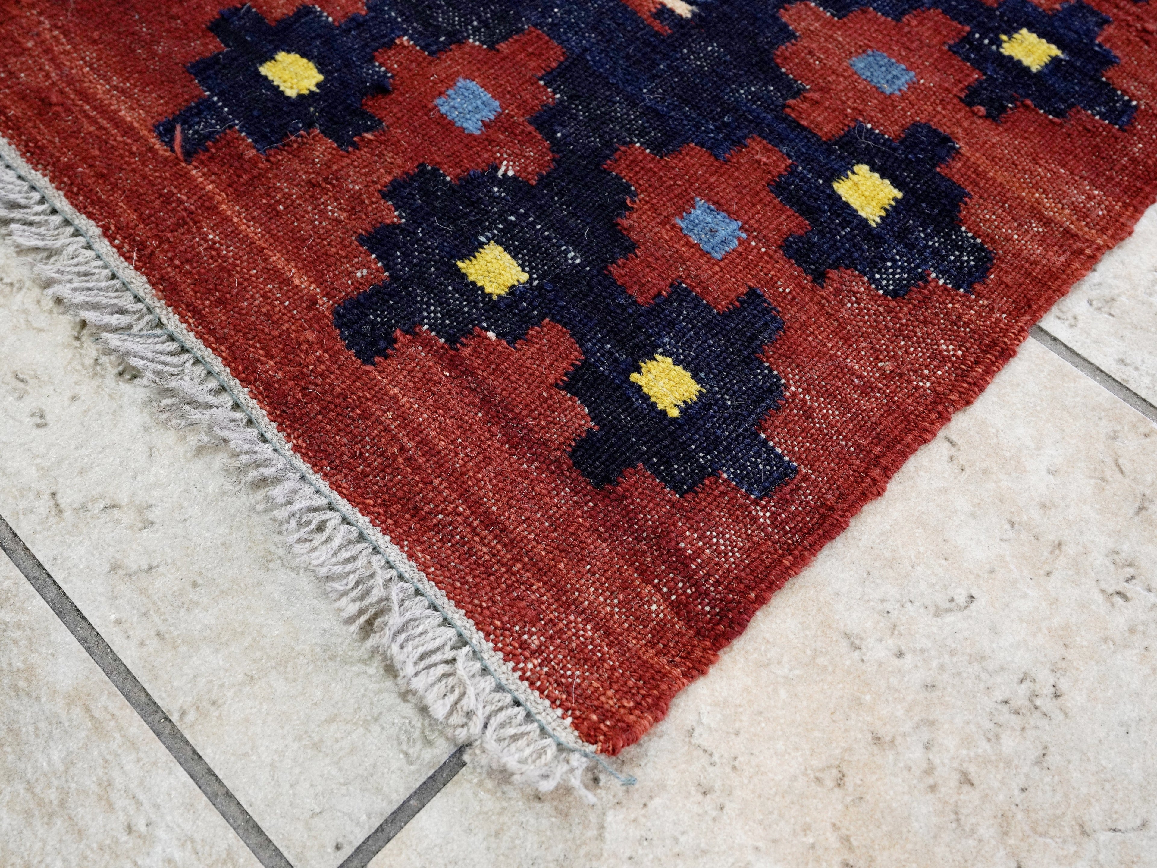 3x5 Ft Red Killim Rug - Hand Knotted Afghan Flatweave Rug