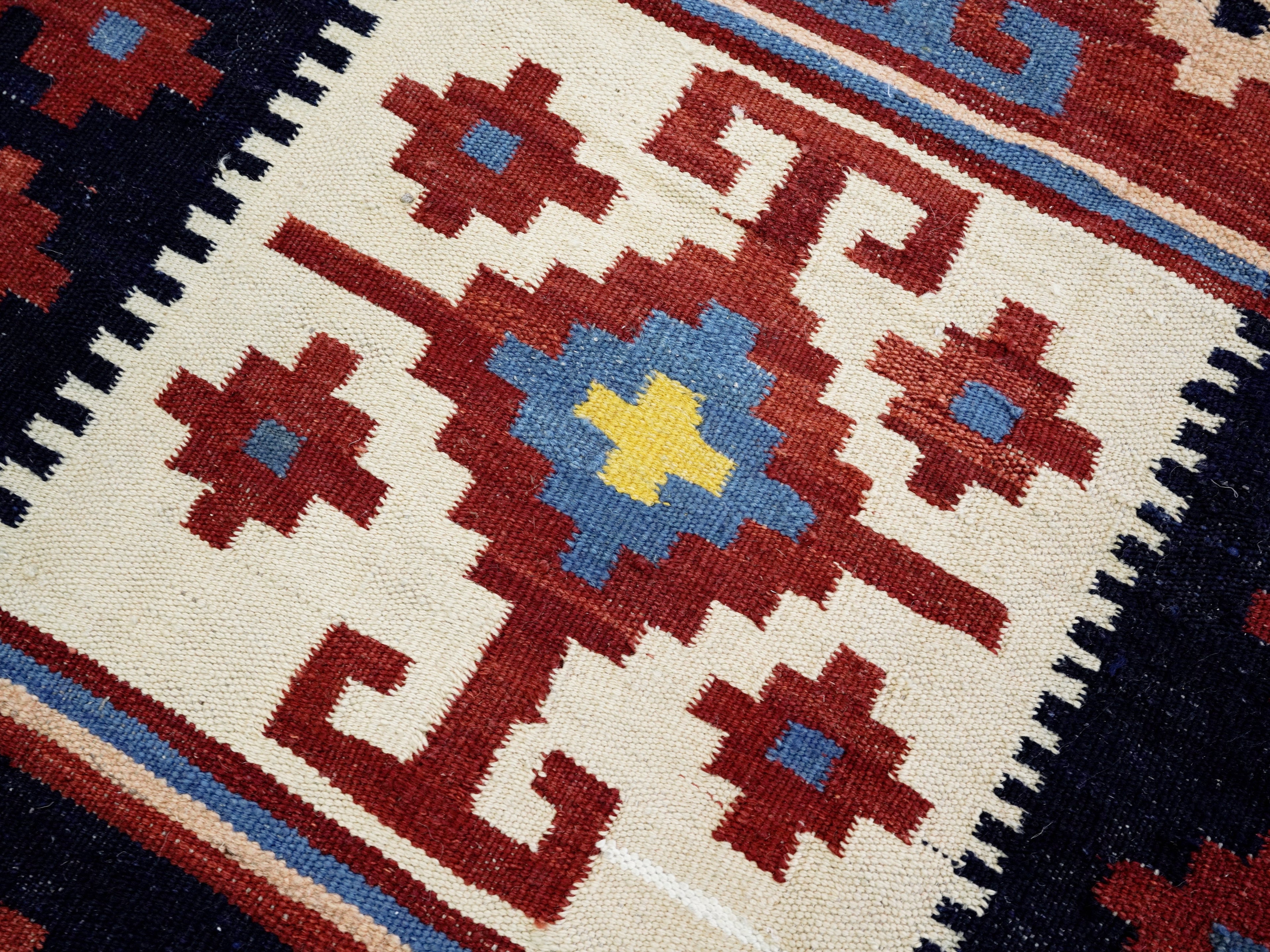 3x5 Ft Red Killim Rug - Hand Knotted Afghan Flatweave Rug