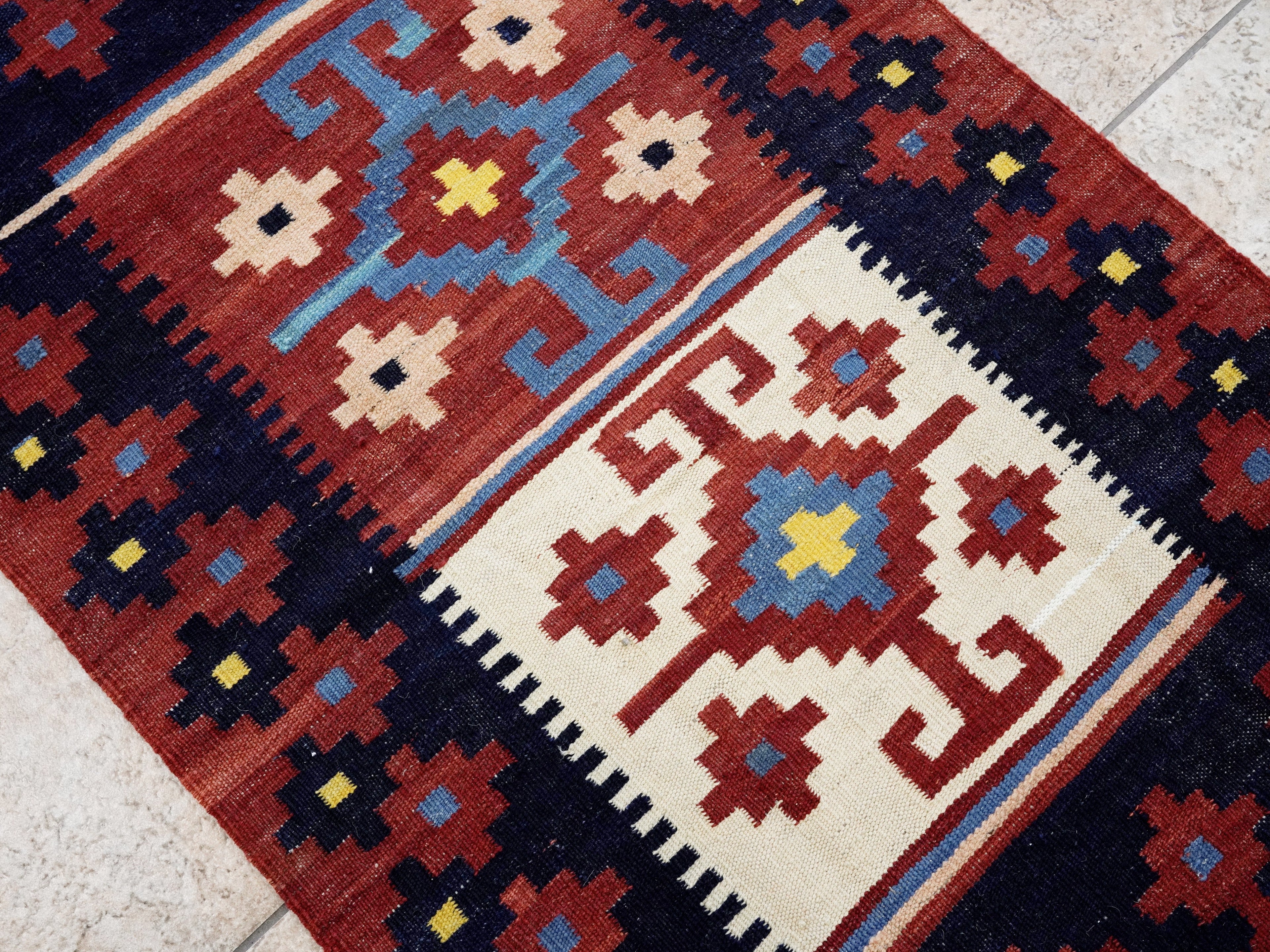 3x5 Ft Red Killim Rug - Hand Knotted Afghan Flatweave Rug