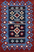 3x5 Ft Red Killim Rug - Hand Knotted Afghan Flatweave Rug