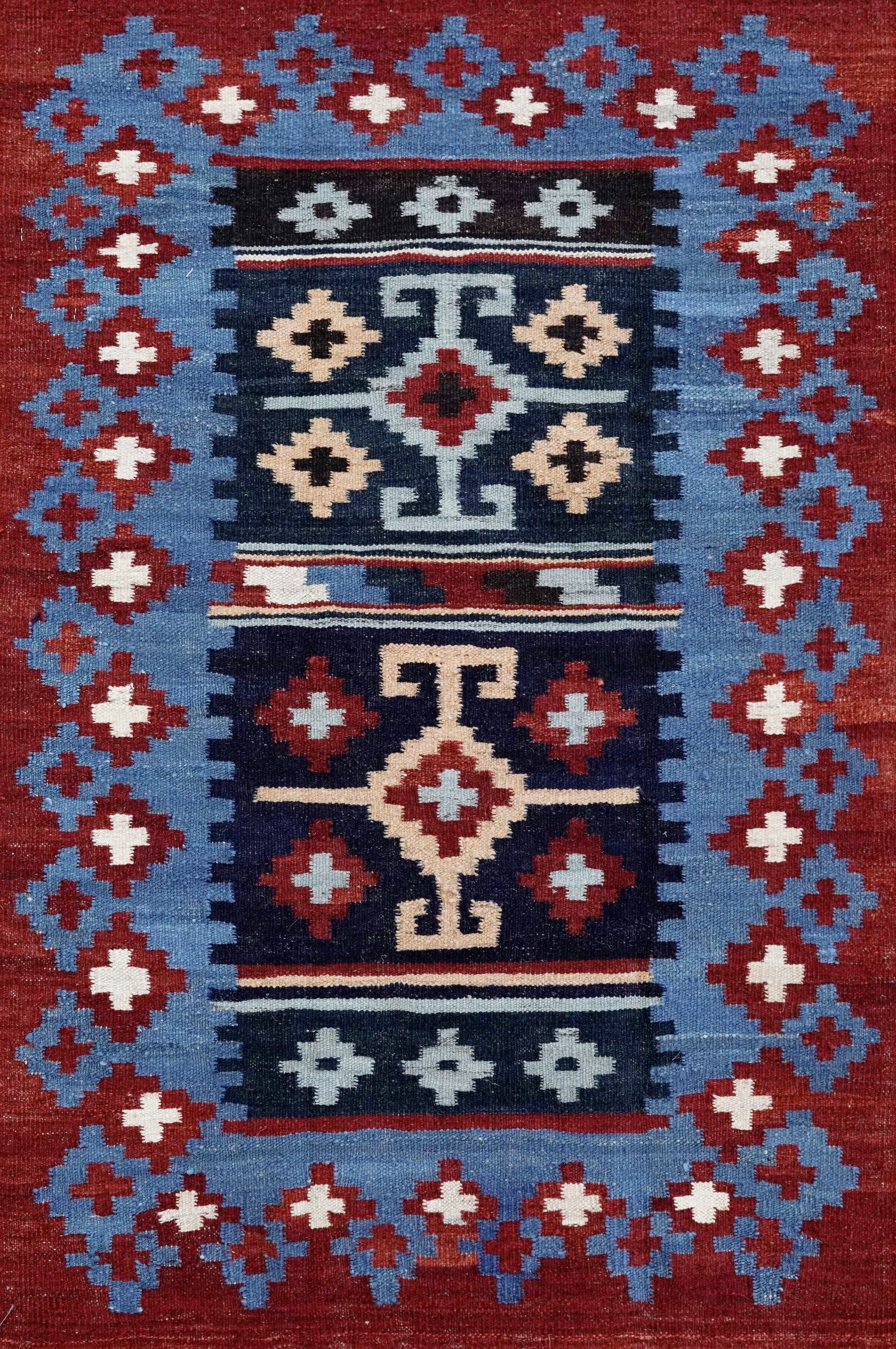 3x5 Ft Red Killim Rug - Hand Knotted Afghan Flatweave Rug