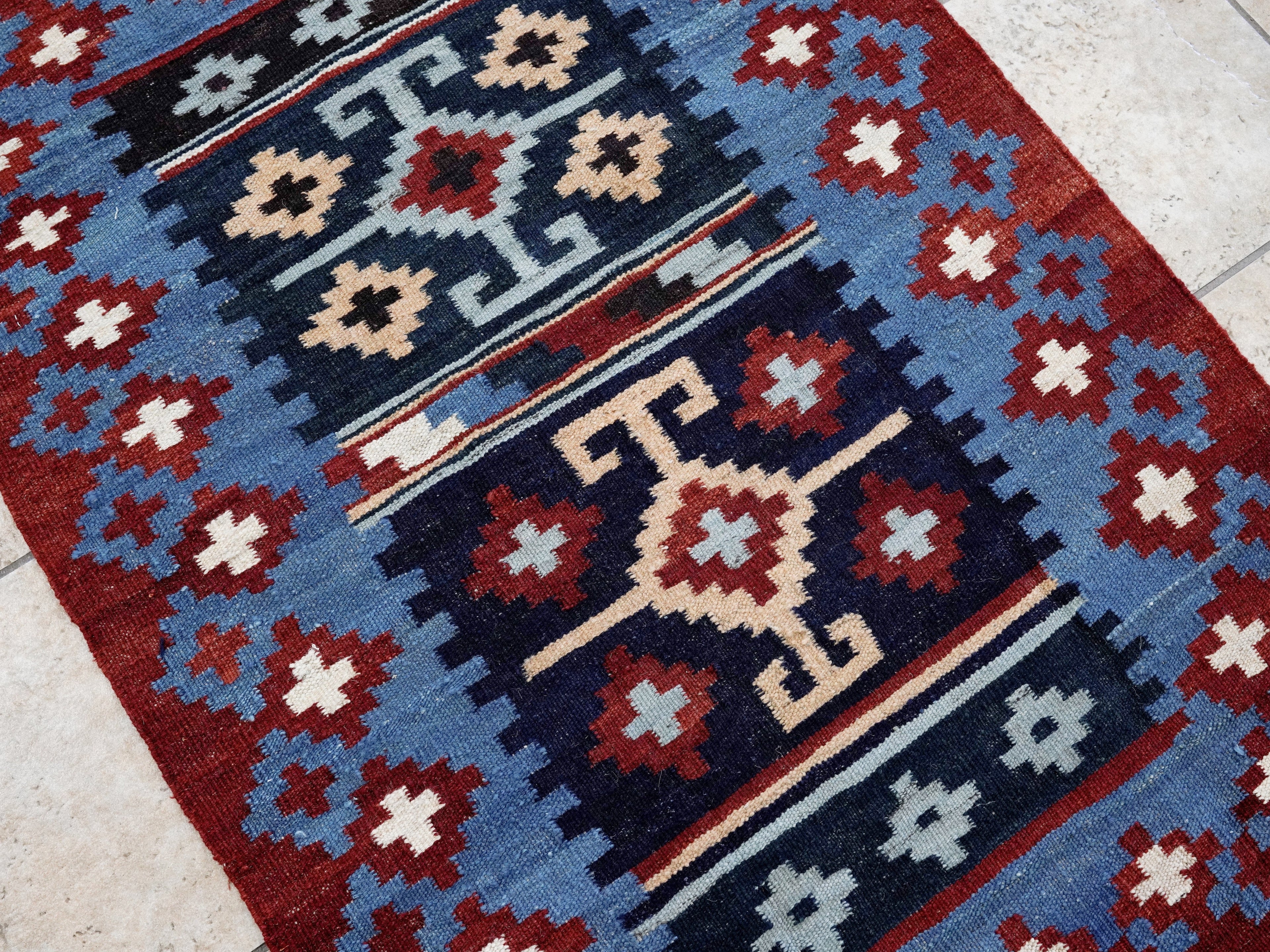 3x5 Ft Red Killim Rug - Hand Knotted Afghan Flatweave Rug