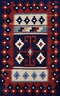 3x5 Ft Blue Killim Rug - Hand Knotted Afghan Flatweave Rug