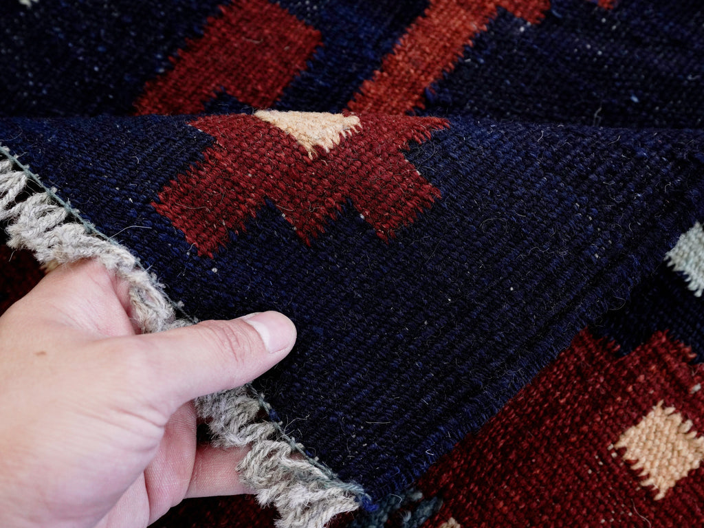 3x5 Ft Blue Killim Rug - Hand Knotted Afghan Flatweave Rug