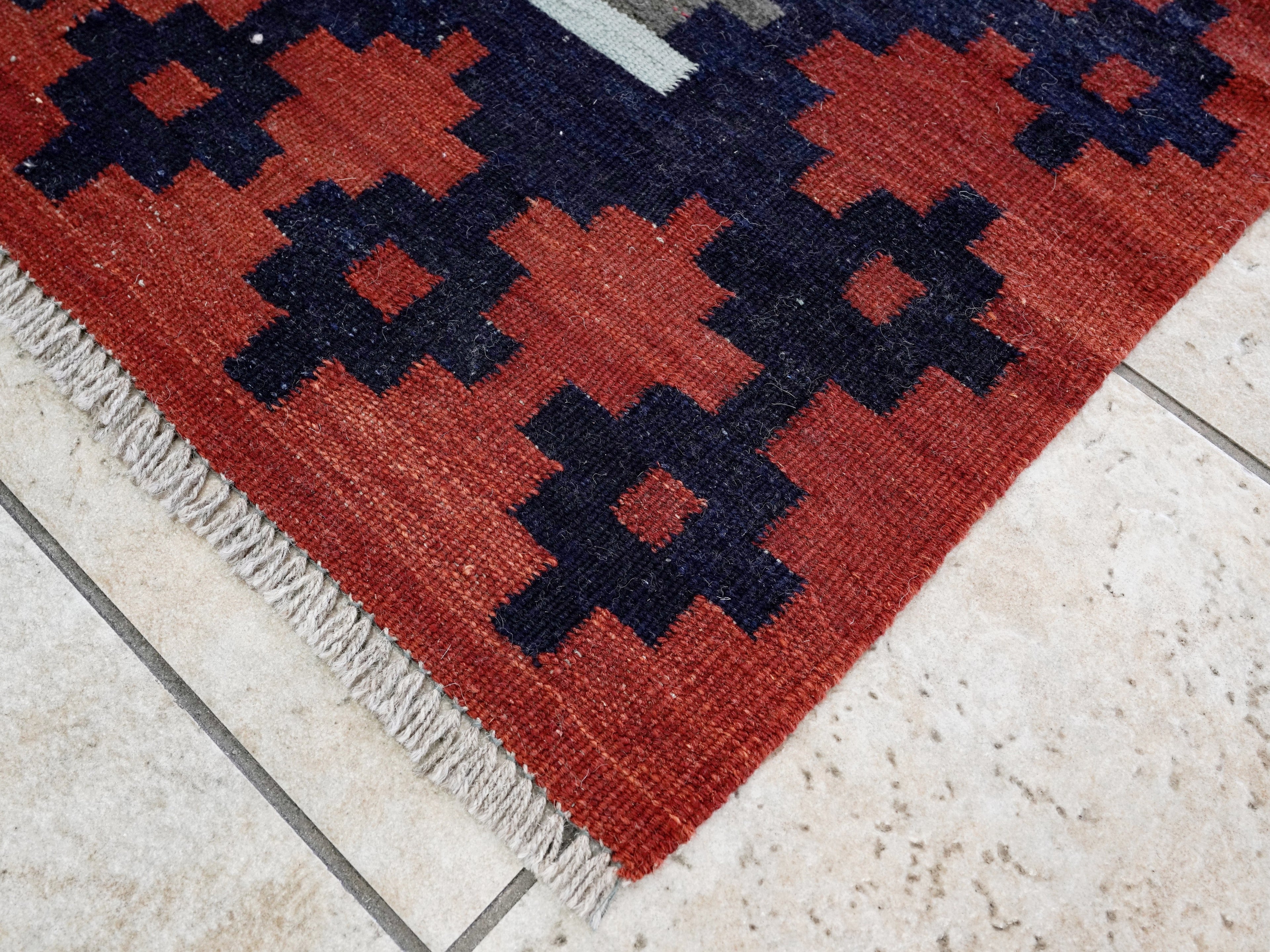 3x5 Ft Red Killim Rug - Hand Knotted Afghan Flatweave Rug