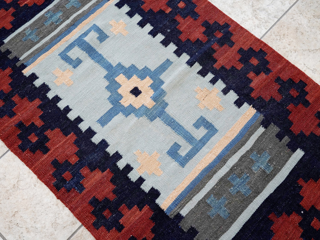 3x5 Ft Red Killim Rug - Hand Knotted Afghan Flatweave Rug