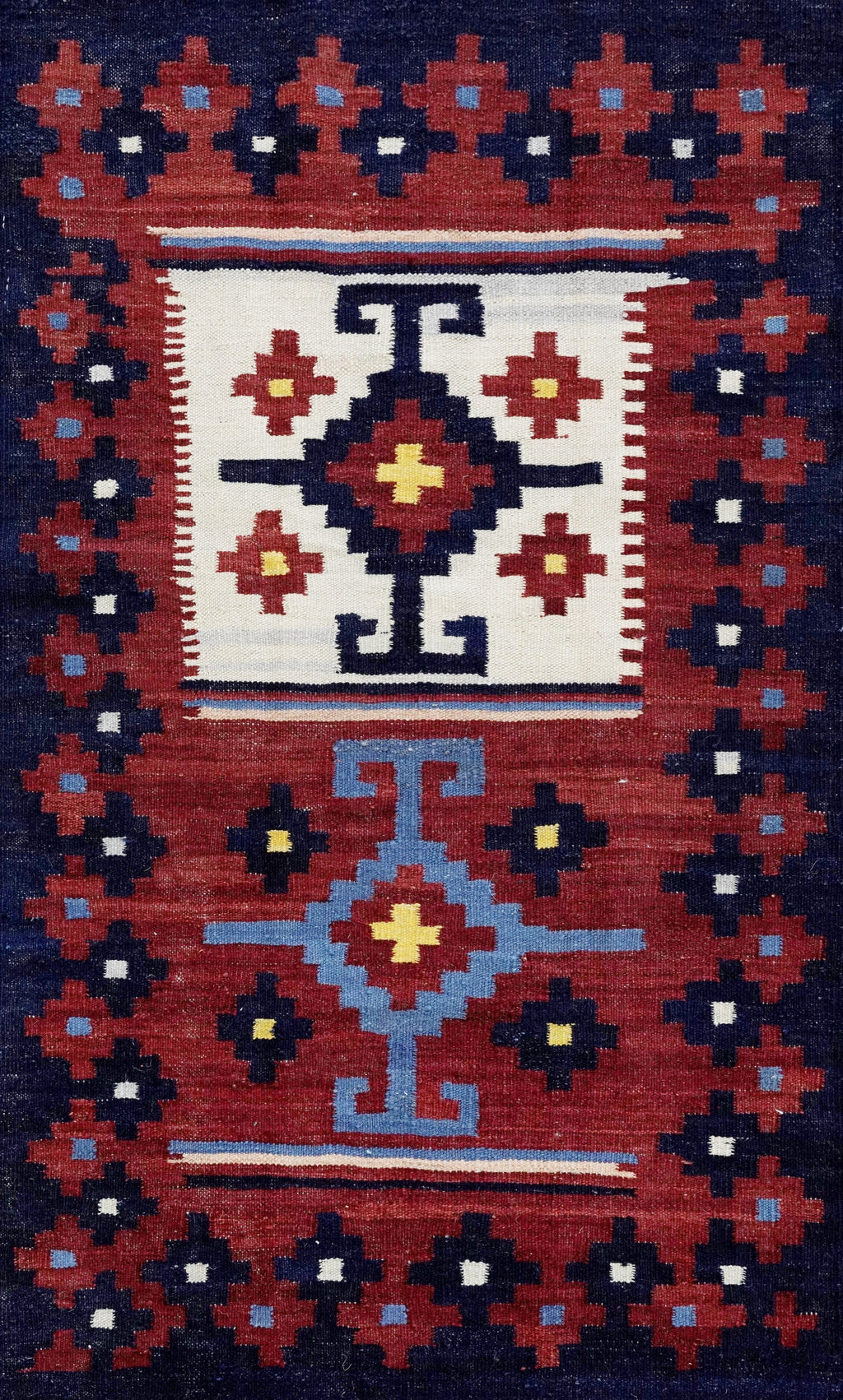 3x5 Ft Blue Killim Rug - Hand Knotted Afghan Flatweave Rug