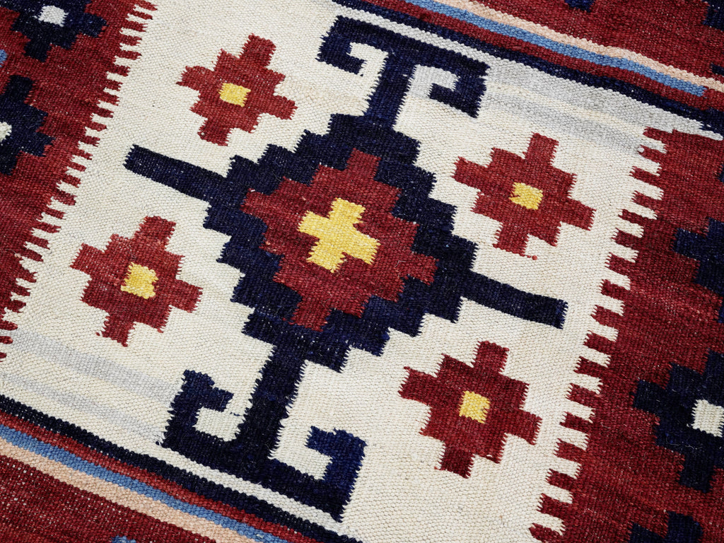 3x5 Ft Blue Killim Rug - Hand Knotted Afghan Flatweave Rug