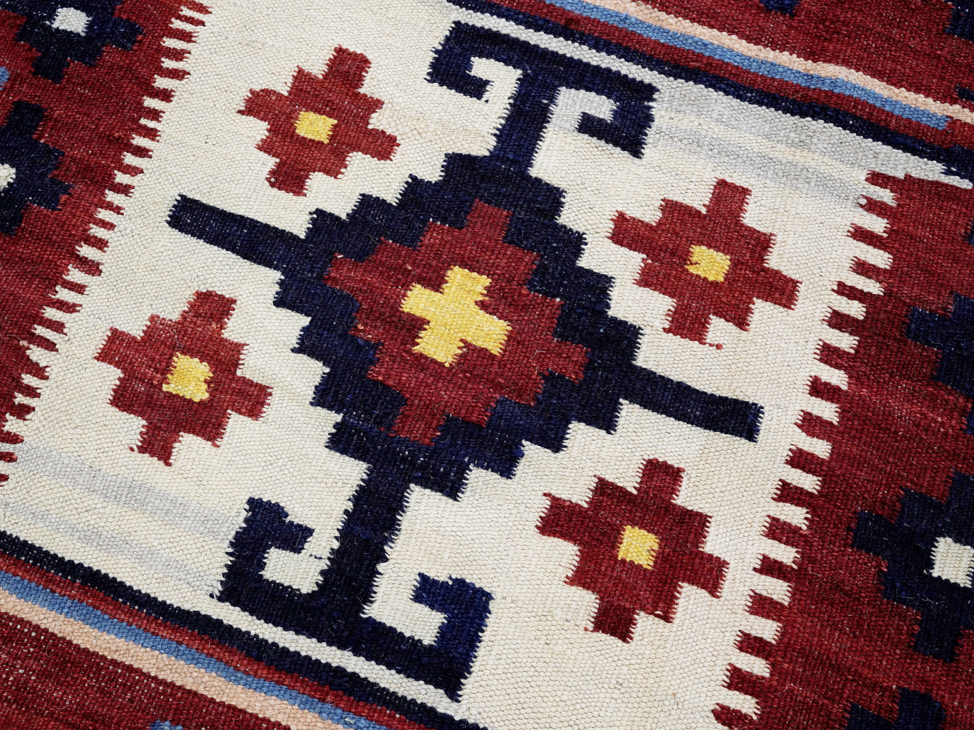 3x5 Ft Blue Killim Rug - Hand Knotted Afghan Flatweave Rug