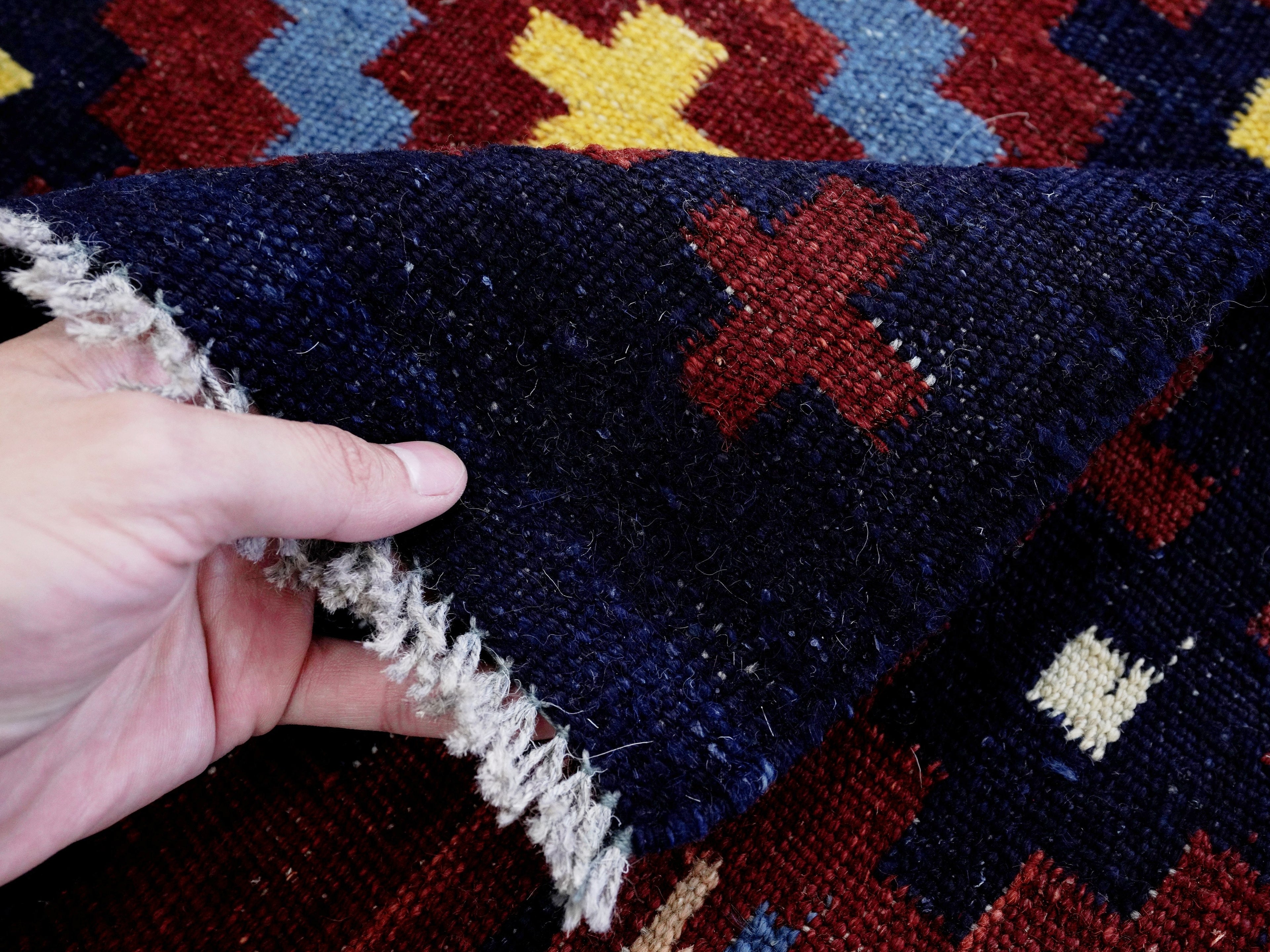 3x5 Ft Blue Killim Rug - Hand Knotted Afghan Flatweave Rug