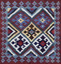 4x4 Ft Blue Square Killim Rug - Afghan Handwoven Flatweave