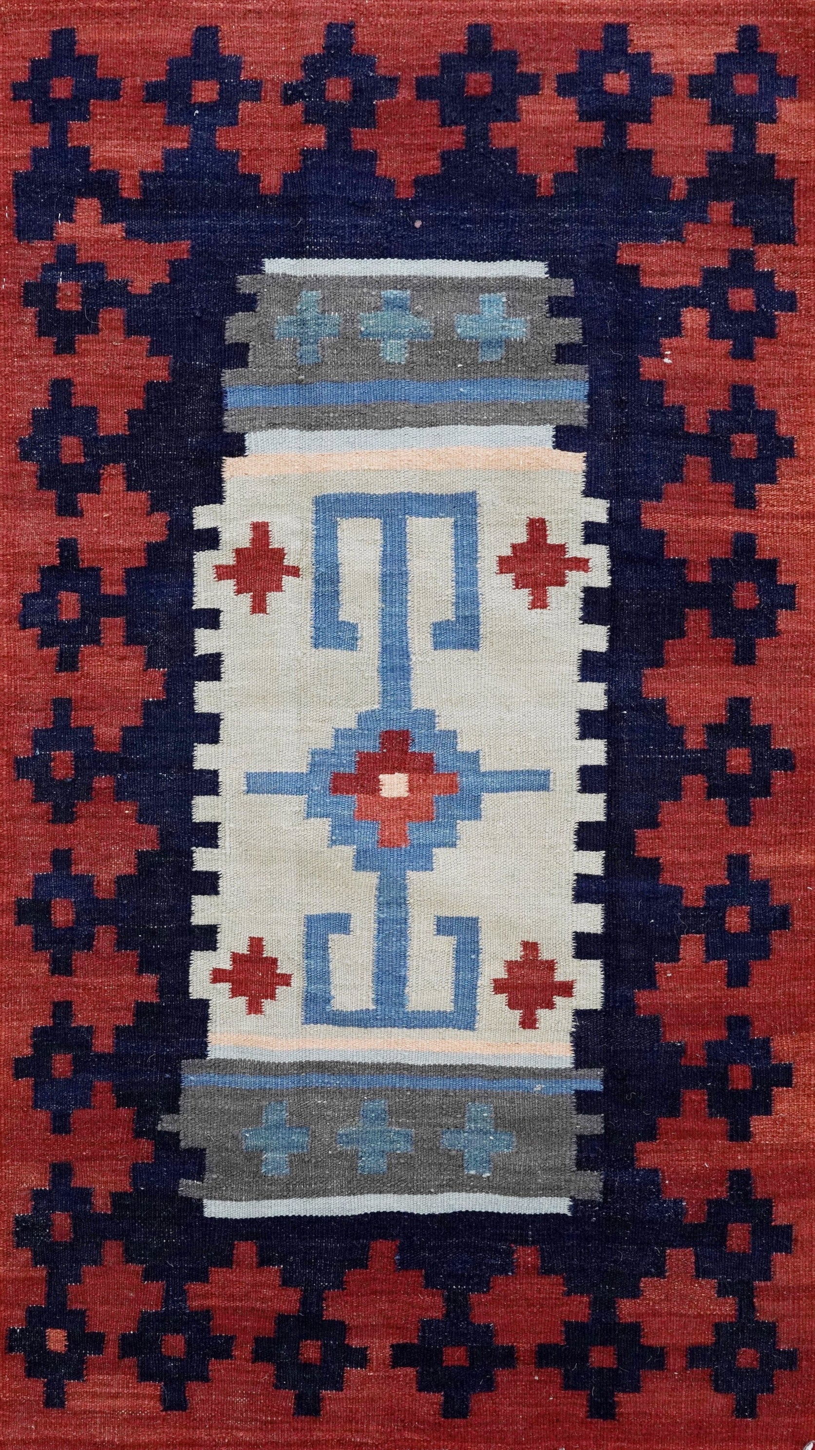 3x5 Ft Red Killim Rug - Hand Knotted Afghan Flatweave Rug