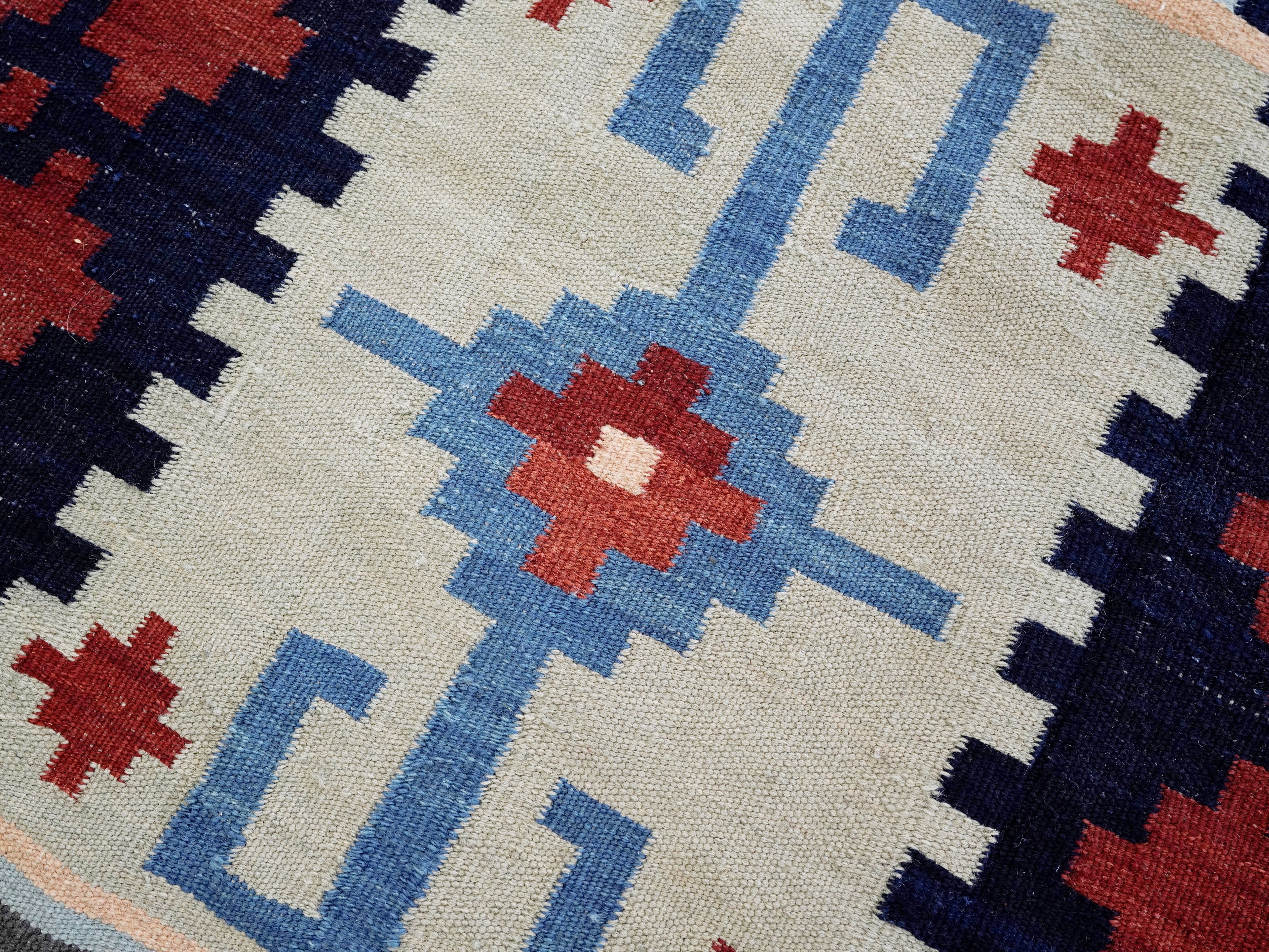 3x5 Ft Red Killim Rug - Hand Knotted Afghan Flatweave Rug