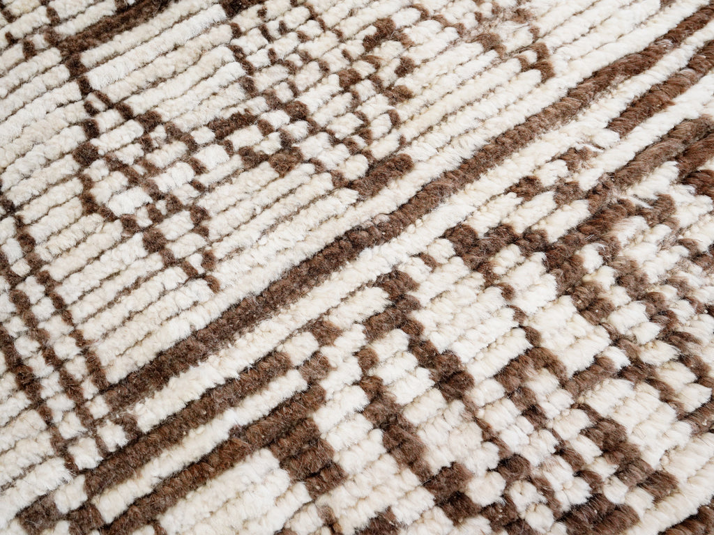 7 Ft Beige Moroccan Runner Rug - Hand Knotted Wool Rug