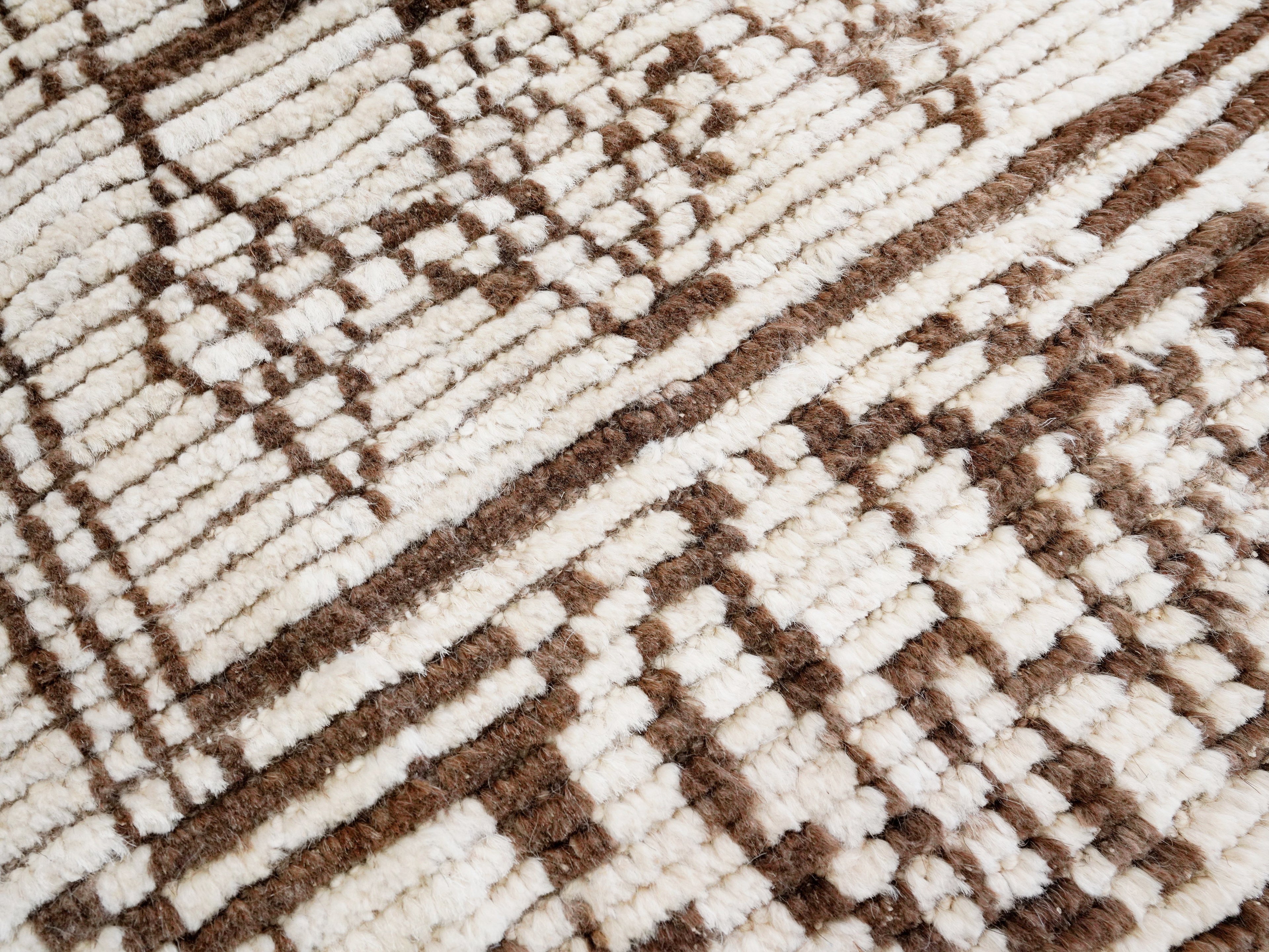 7 Ft Beige Moroccan Runner Rug - Hand Knotted Wool Rug
